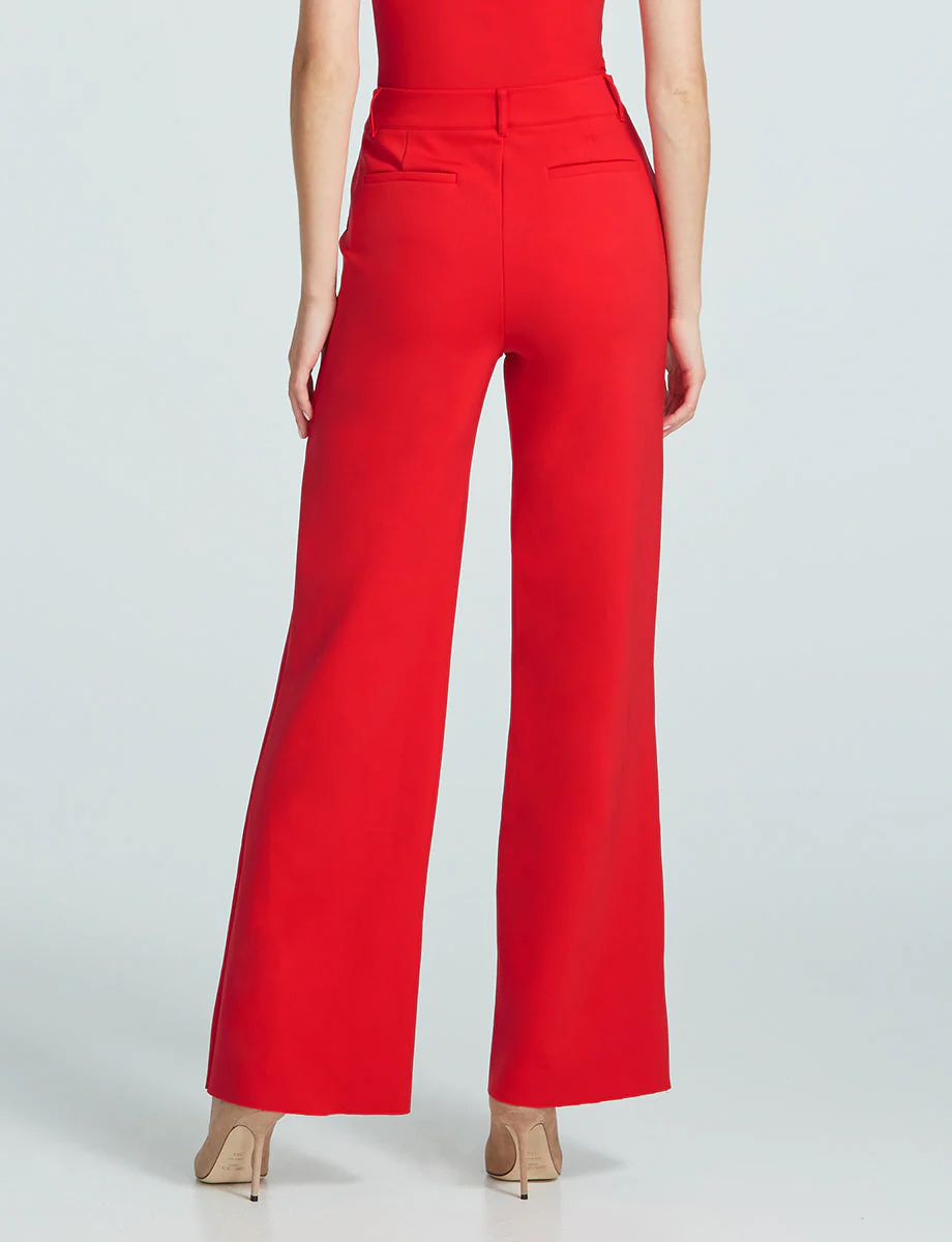 Neoprene CEO Wide Leg Trouser | Scarlet - Image 3