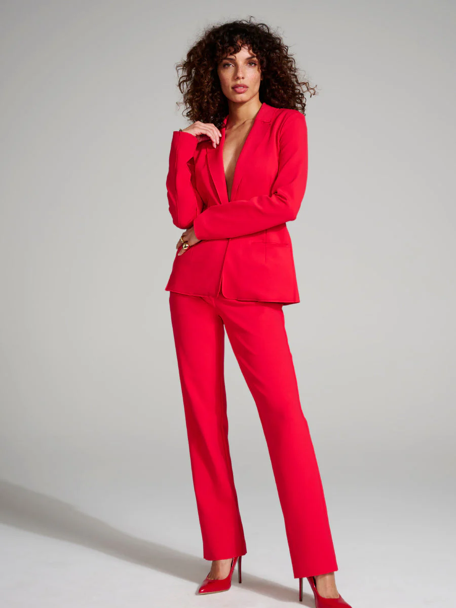 Neoprene CEO Wide Leg Trouser | Scarlet - Image 4