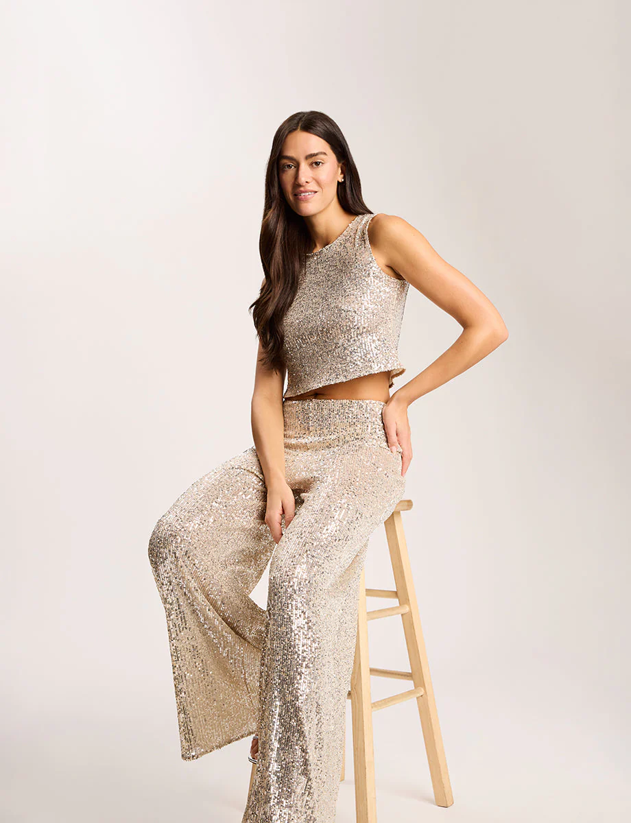 Sequin Mesh Muscle Crop Top | Silver - Image 2