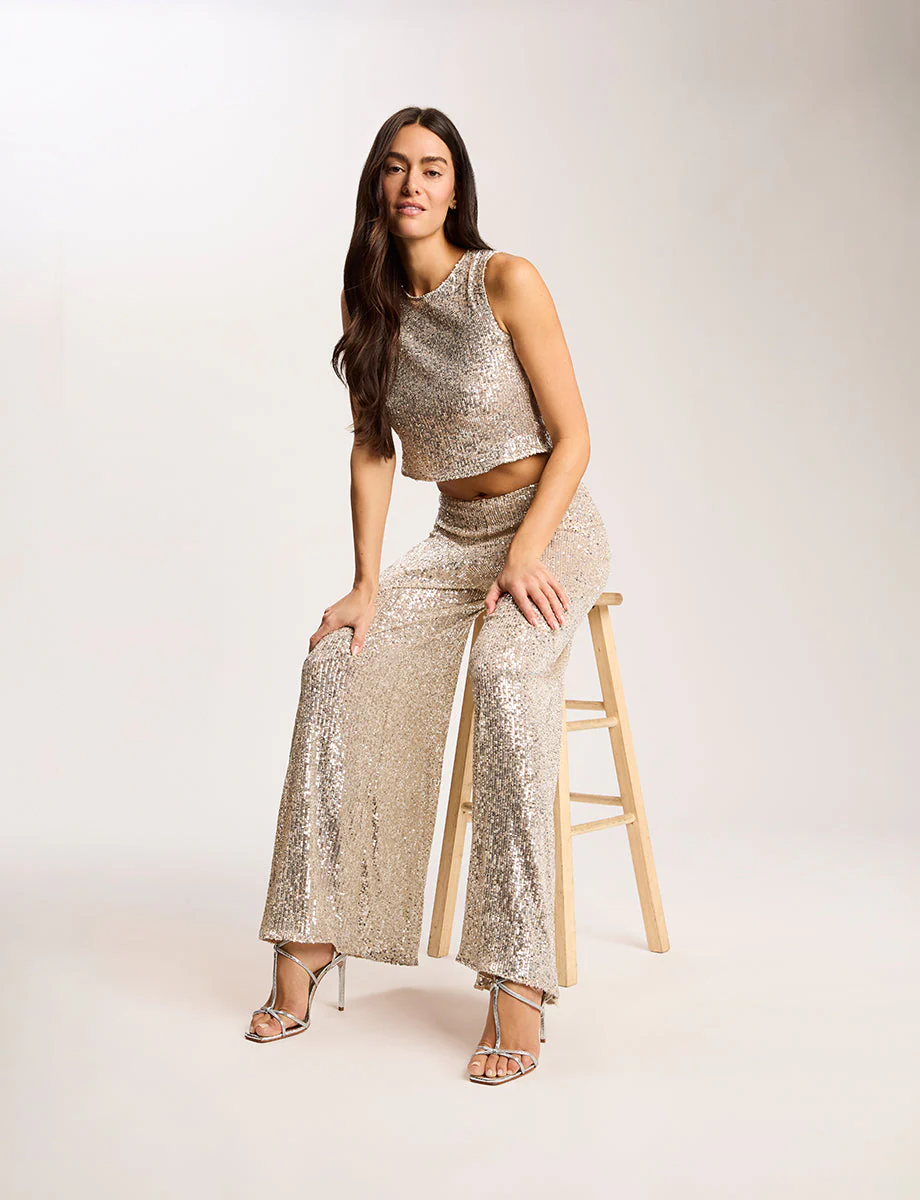 Sequin Mesh Muscle Crop Top | Silver - Image 3