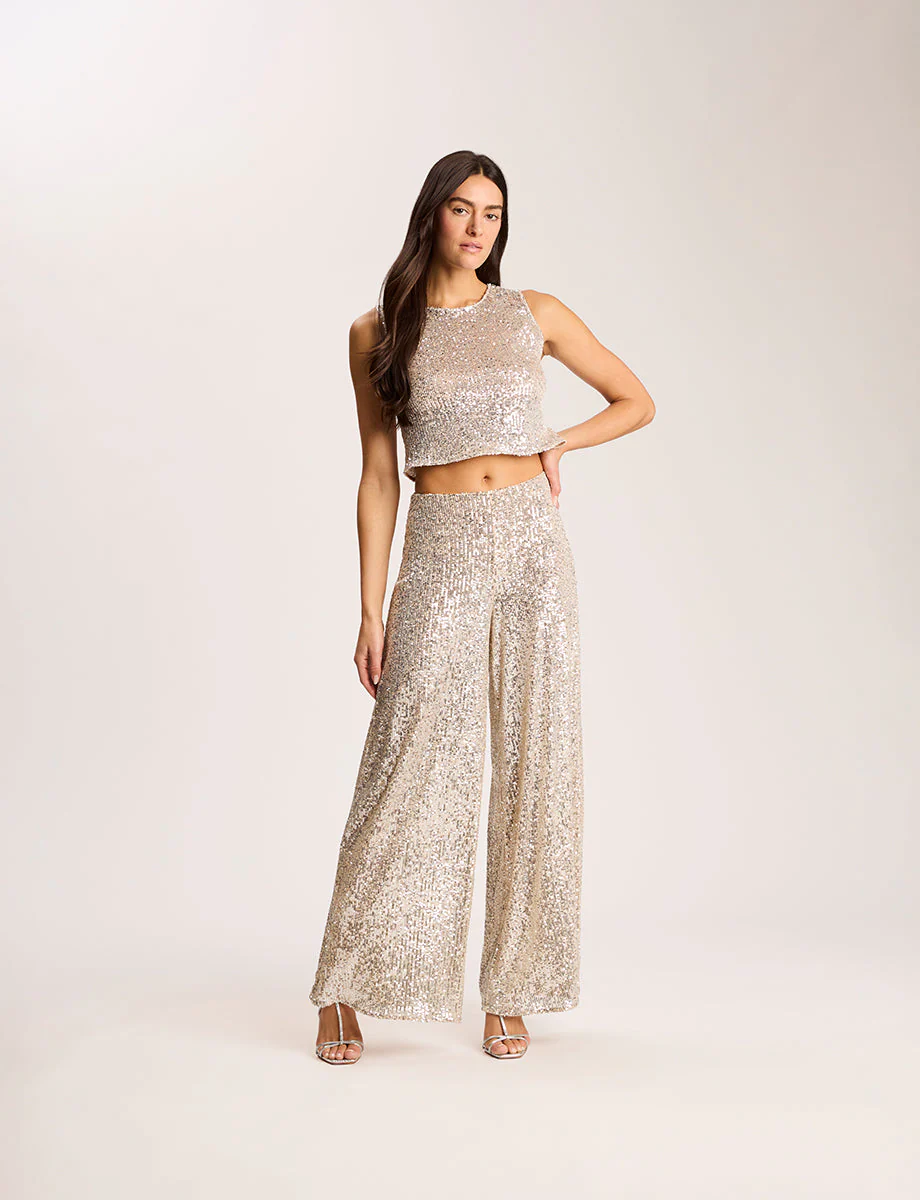 Sequin Mesh Muscle Crop Top | Silver - Image 4