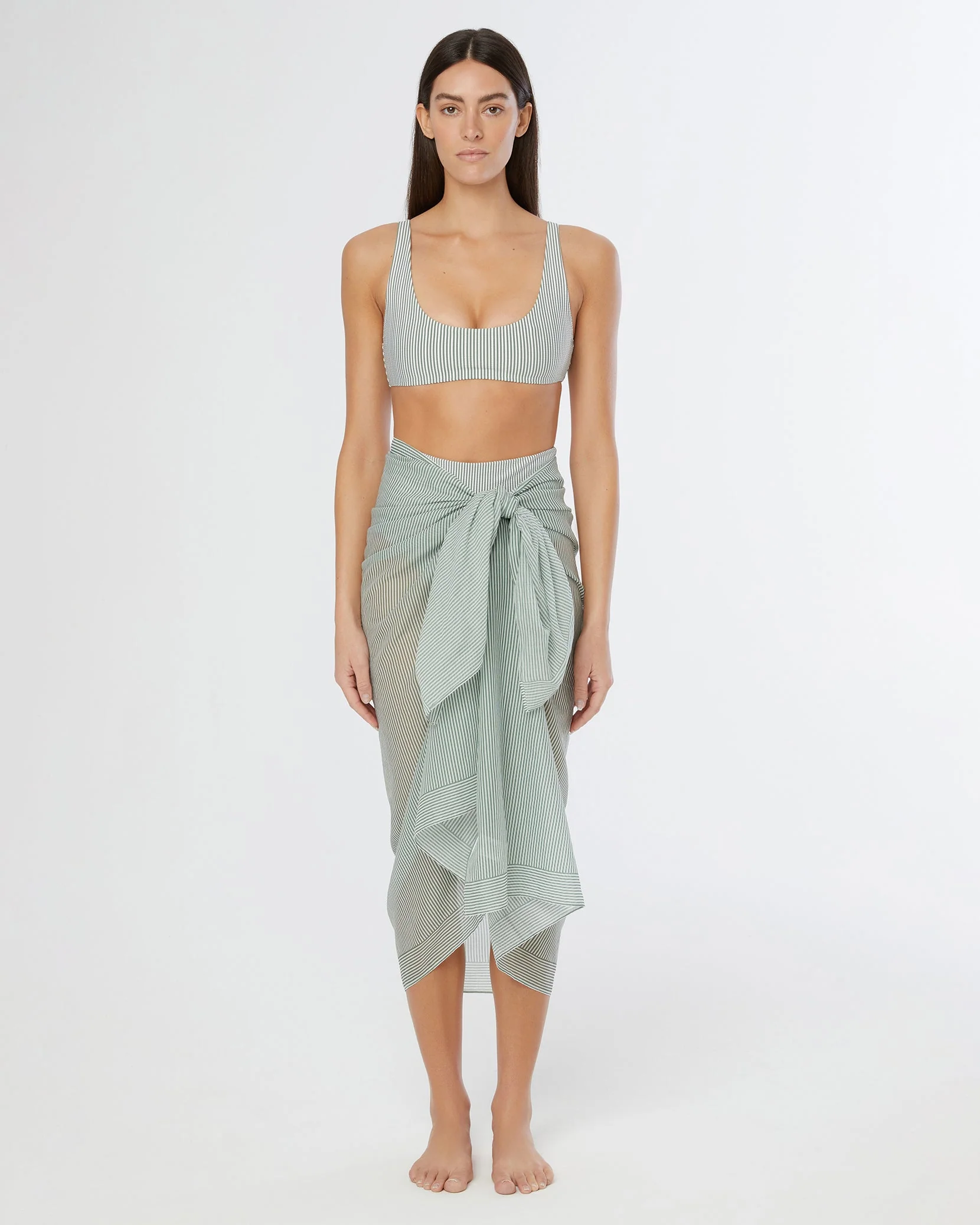 Womens | Cotton Chiffon Pareo | Sea Spray/White - Image 3