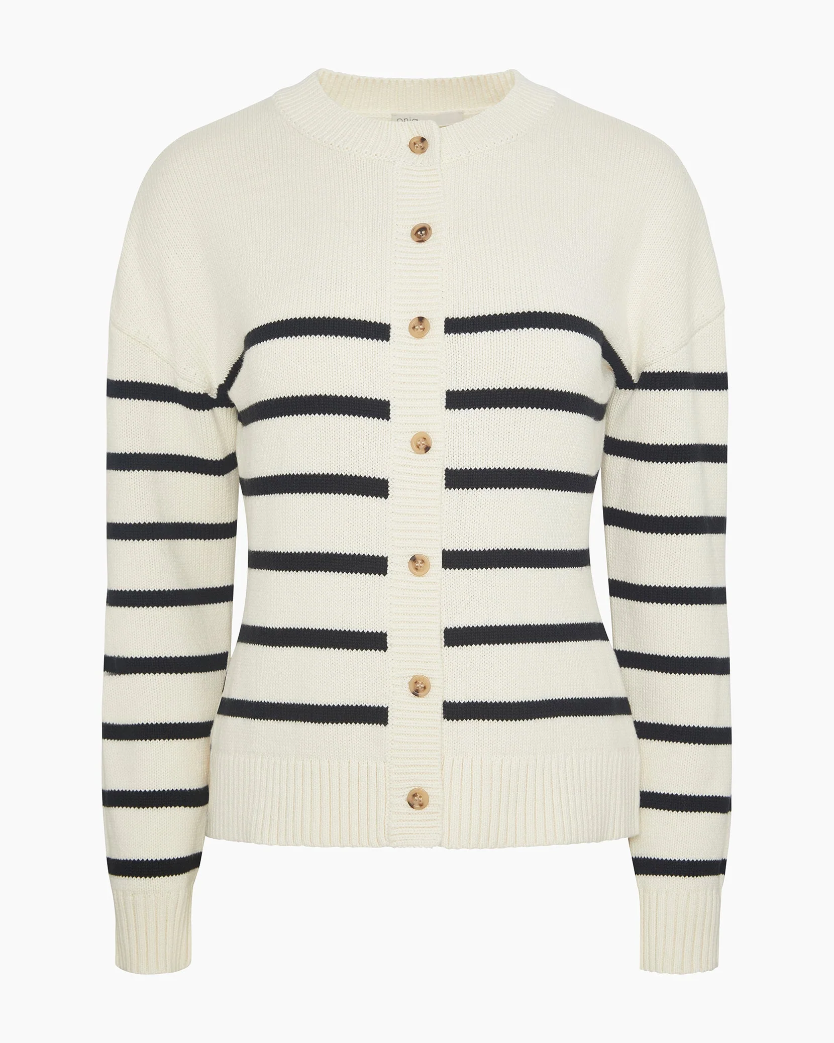 Womens | Cotton Fitted Cardigan | Off White/Black - Image 3