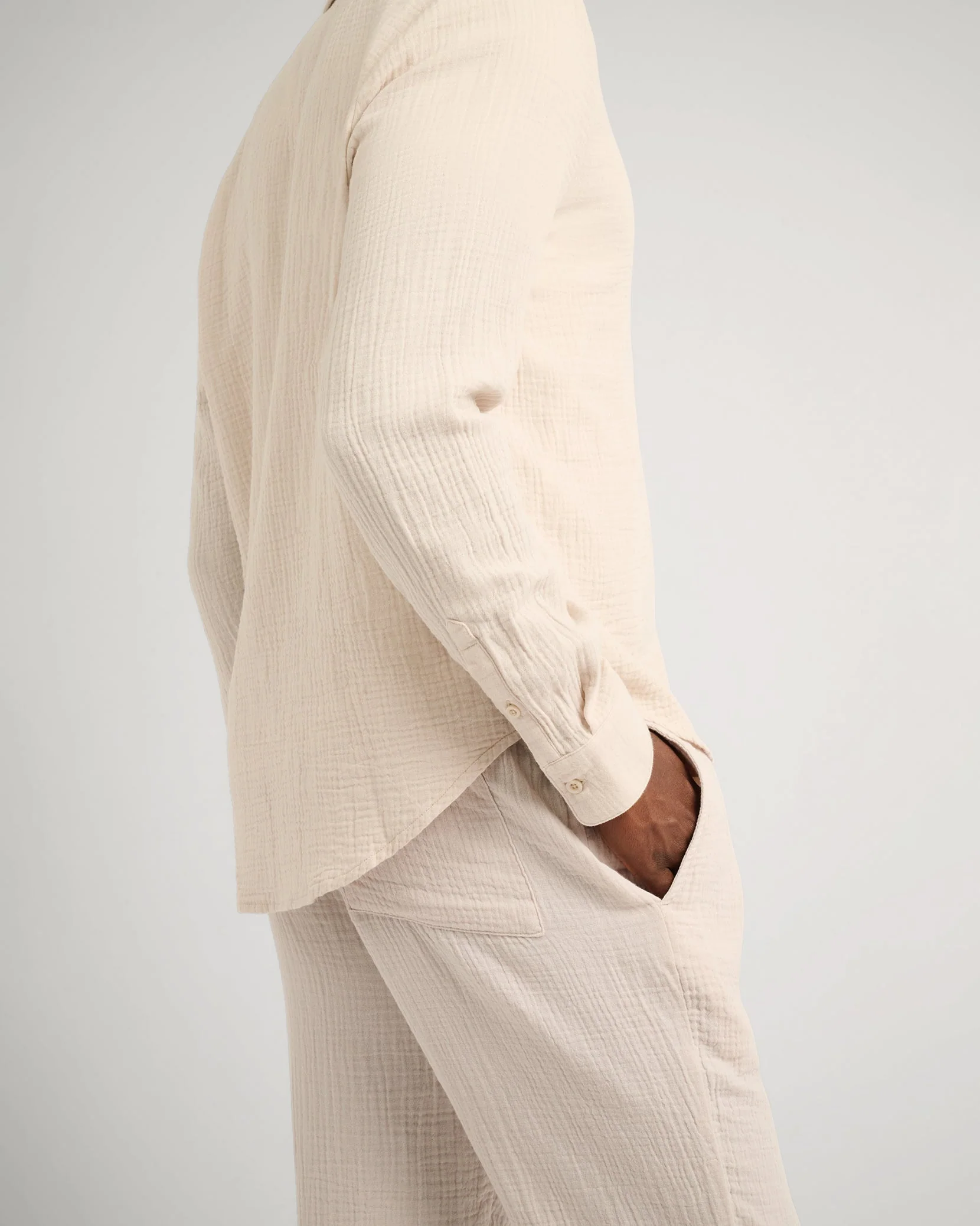 Mens | Cotton Gauze Pull-on Pant | Stone - Image 3
