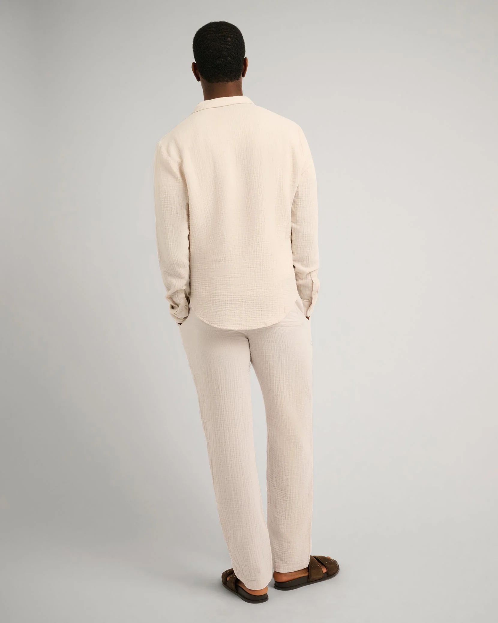 Mens | Cotton Gauze Pull-on Pant | Stone - Image 6