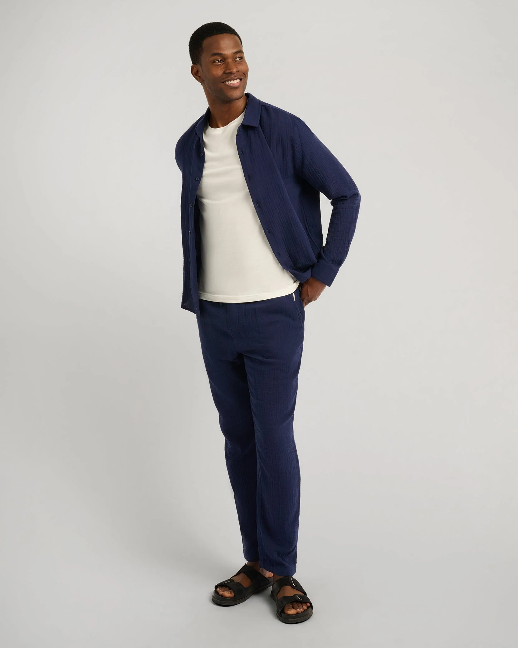 Mens | Cotton Gauze Pull-on Pant | Deep Navy - Image 4