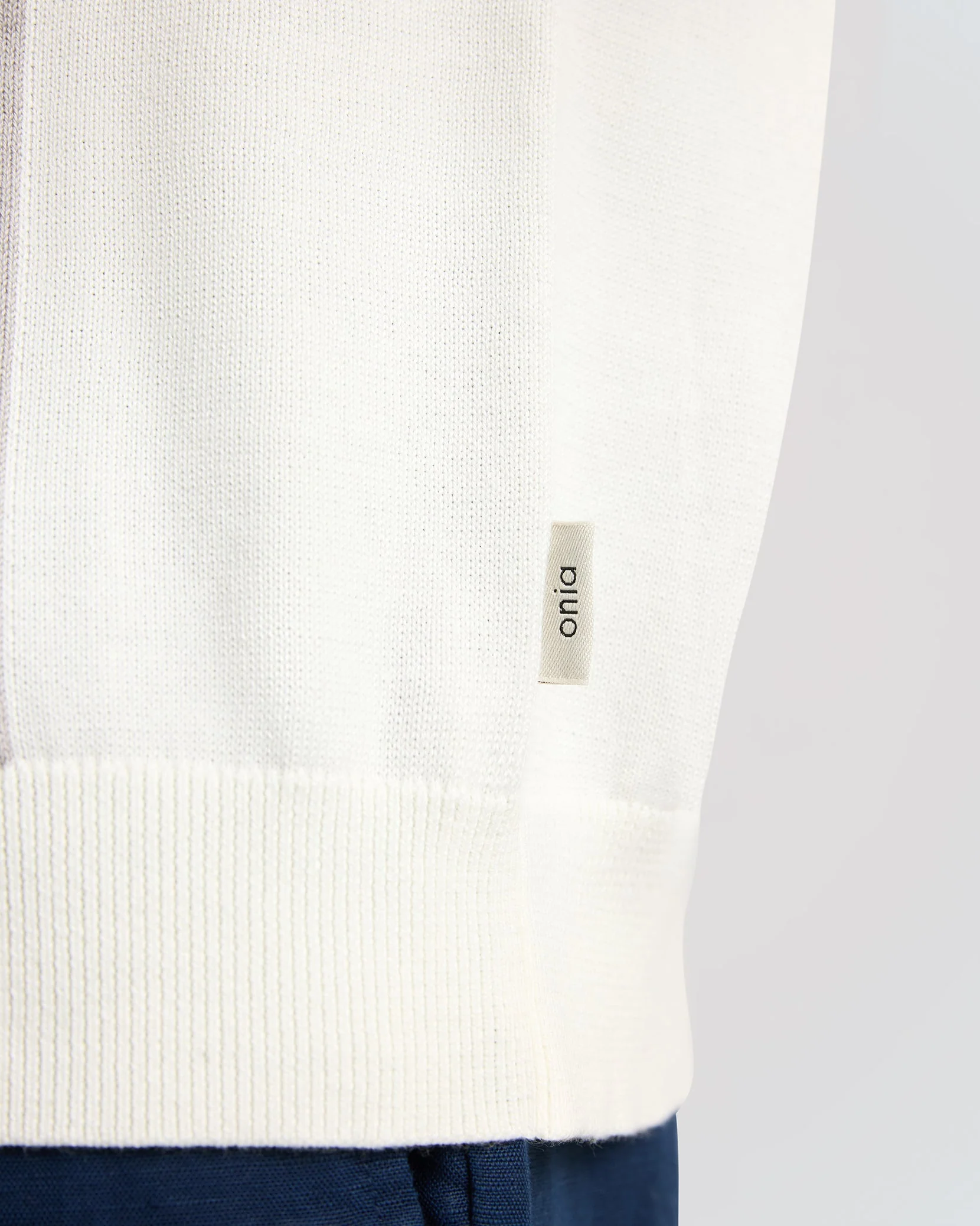 Mens | Cotton Knit Long Sleeve Polo Sweatshirt | Quiet Grey/White - Image 5
