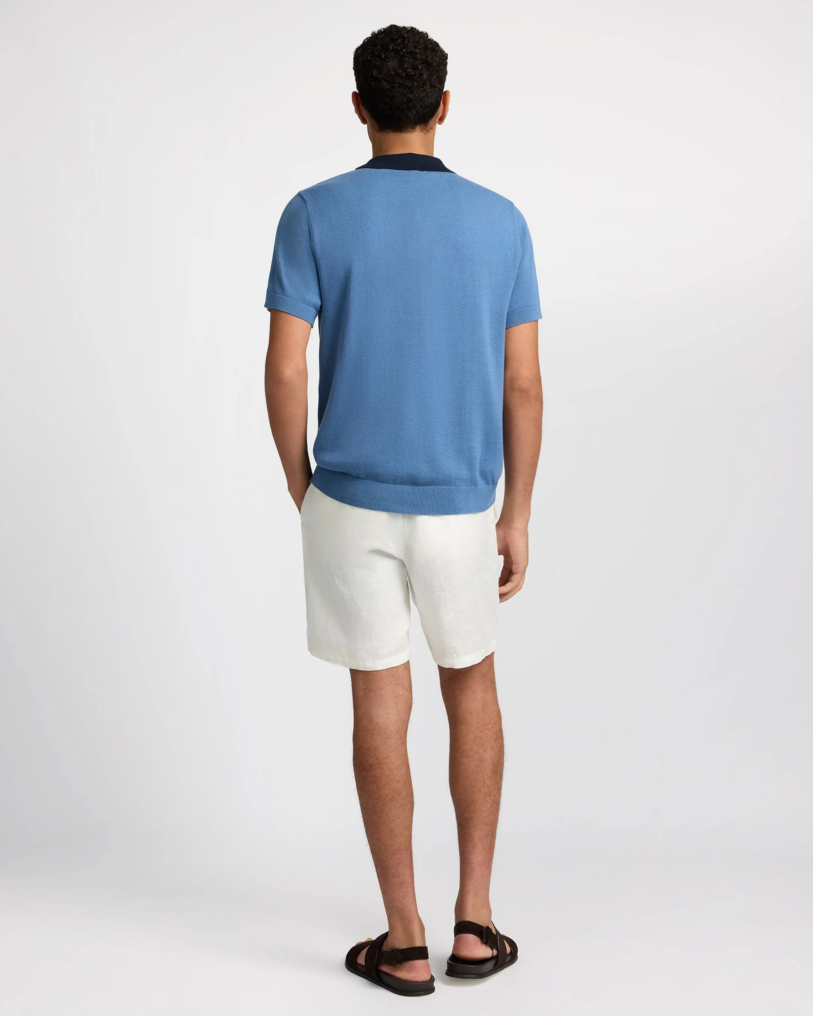 Mens | Cotton Knit Short Sleeve Polo | Indigo/Navy - Image 8