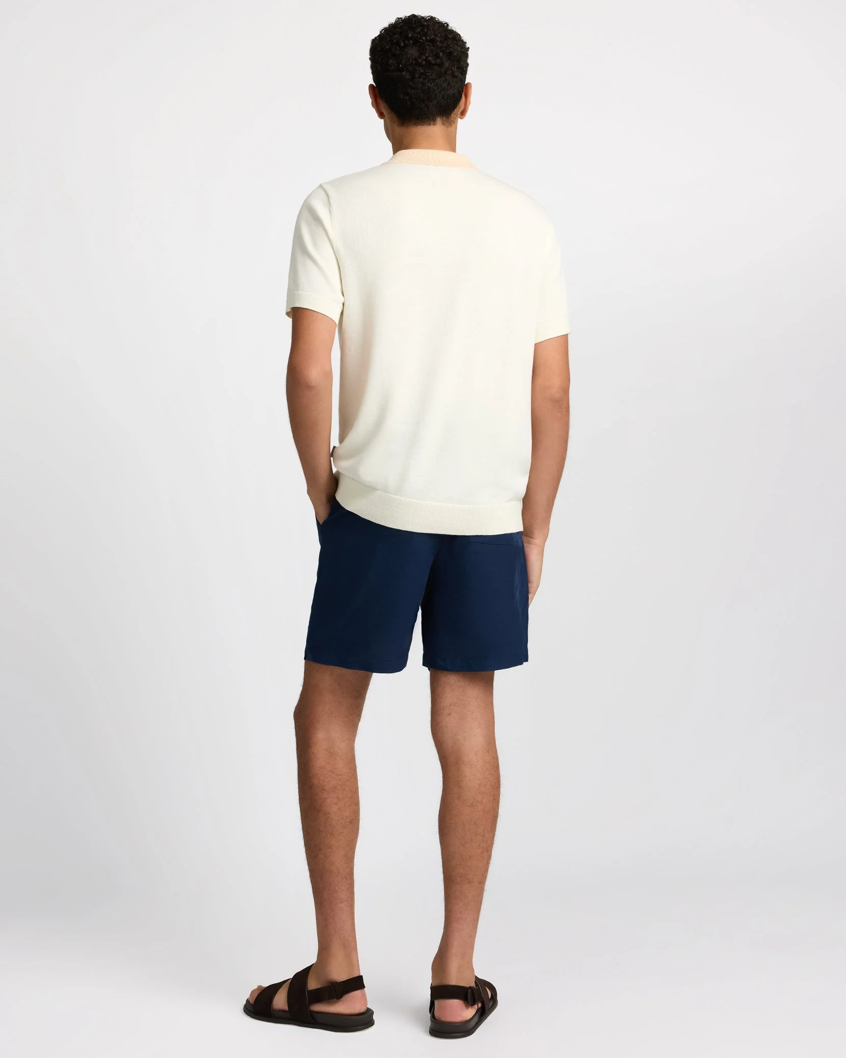 Mens | Cotton Knit Short Sleeve Polo | Natural/Egret - Image 7