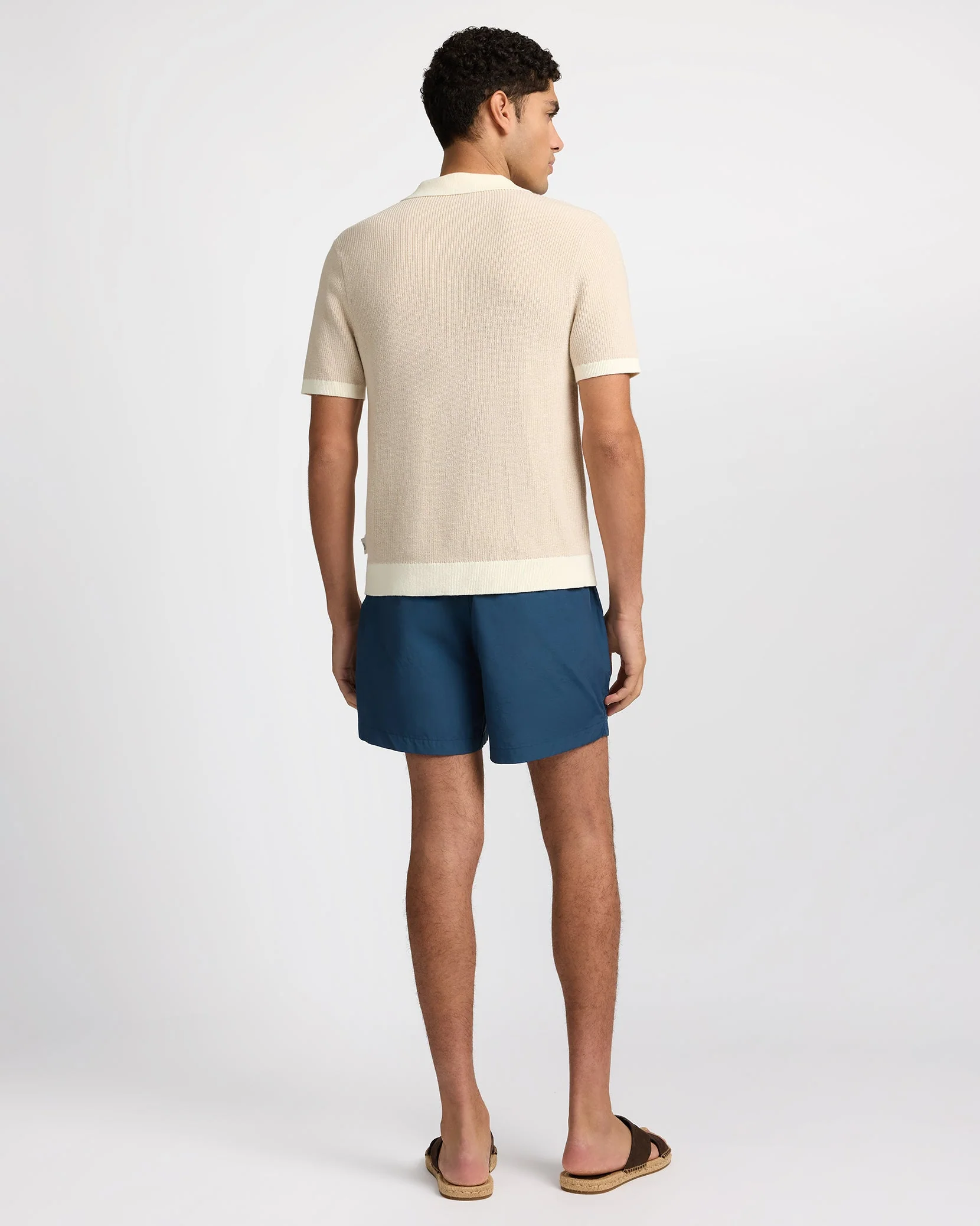 Mens | Cotton Linen Button Up Sweater | Stone/Egret - Image 8