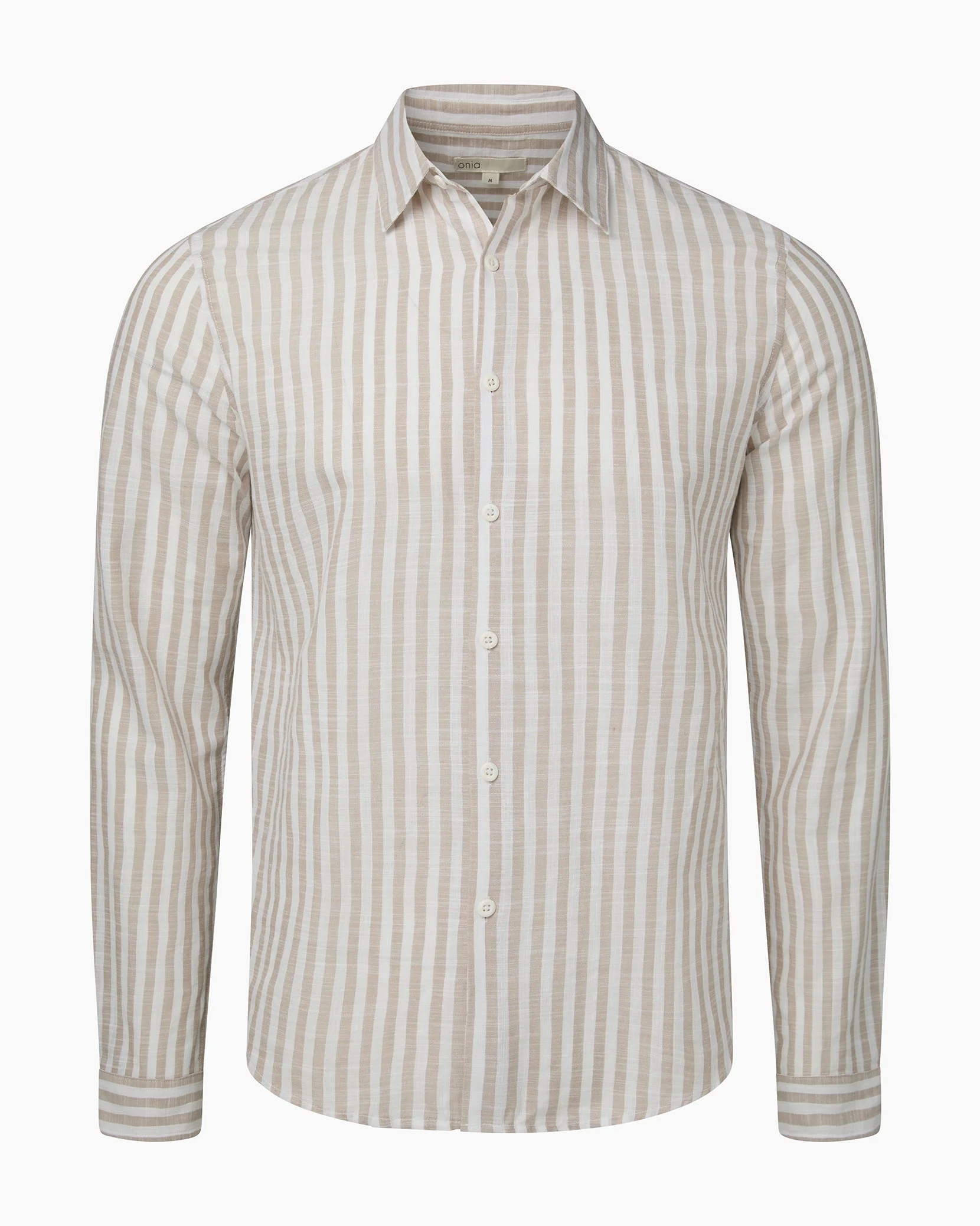 Mens | Cotton Long Sleeve Shirt | Natural/White - Image 2