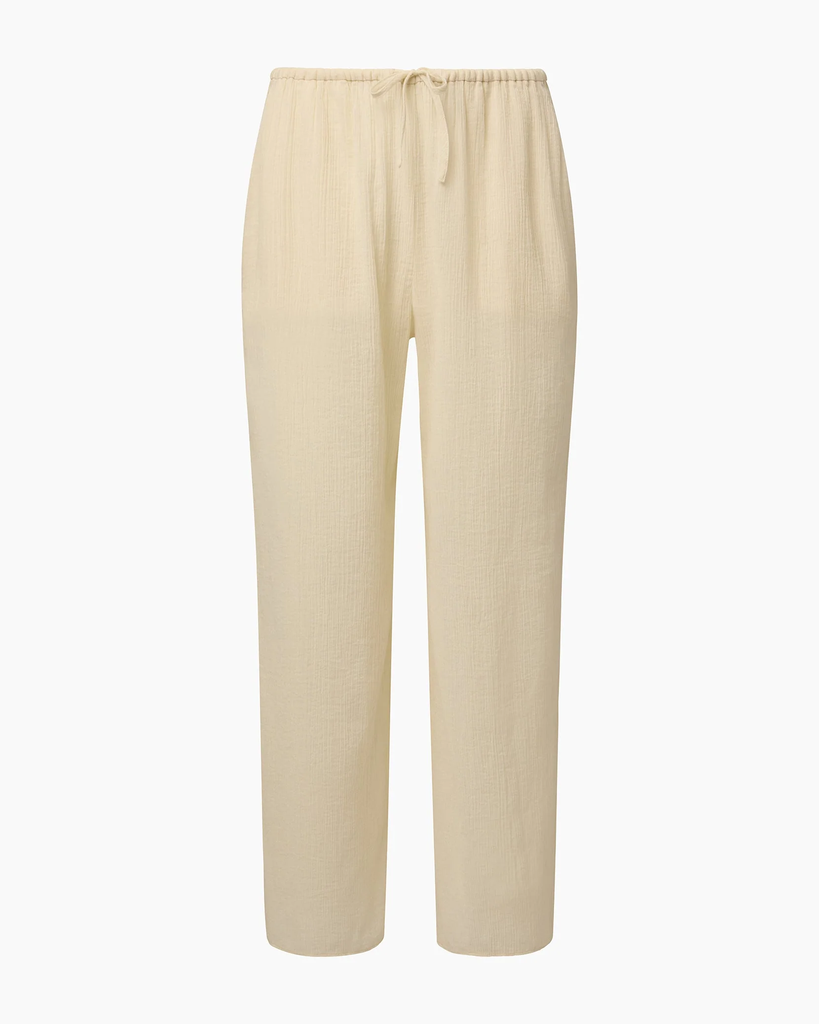 Womens | Crinkle Gauze Drawstring Pant | Egret - Image 2