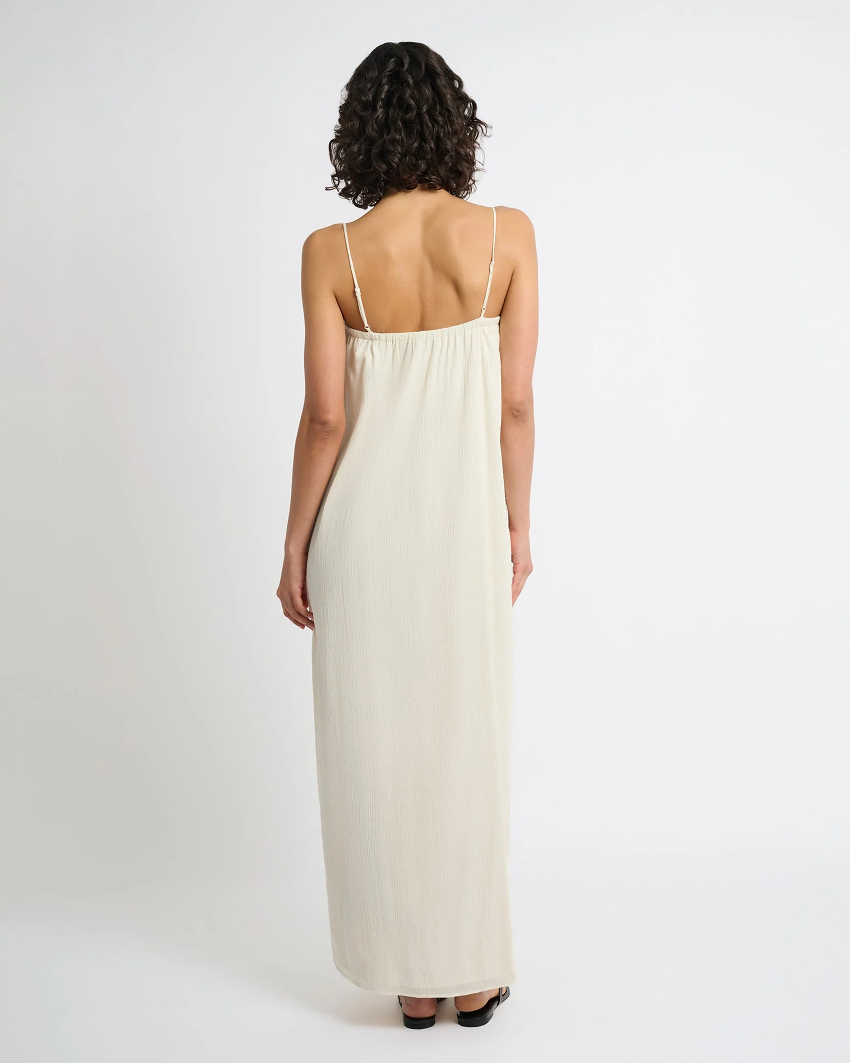 Womens | Crinkle Gauze Maxi Dress | Egret - Image 5