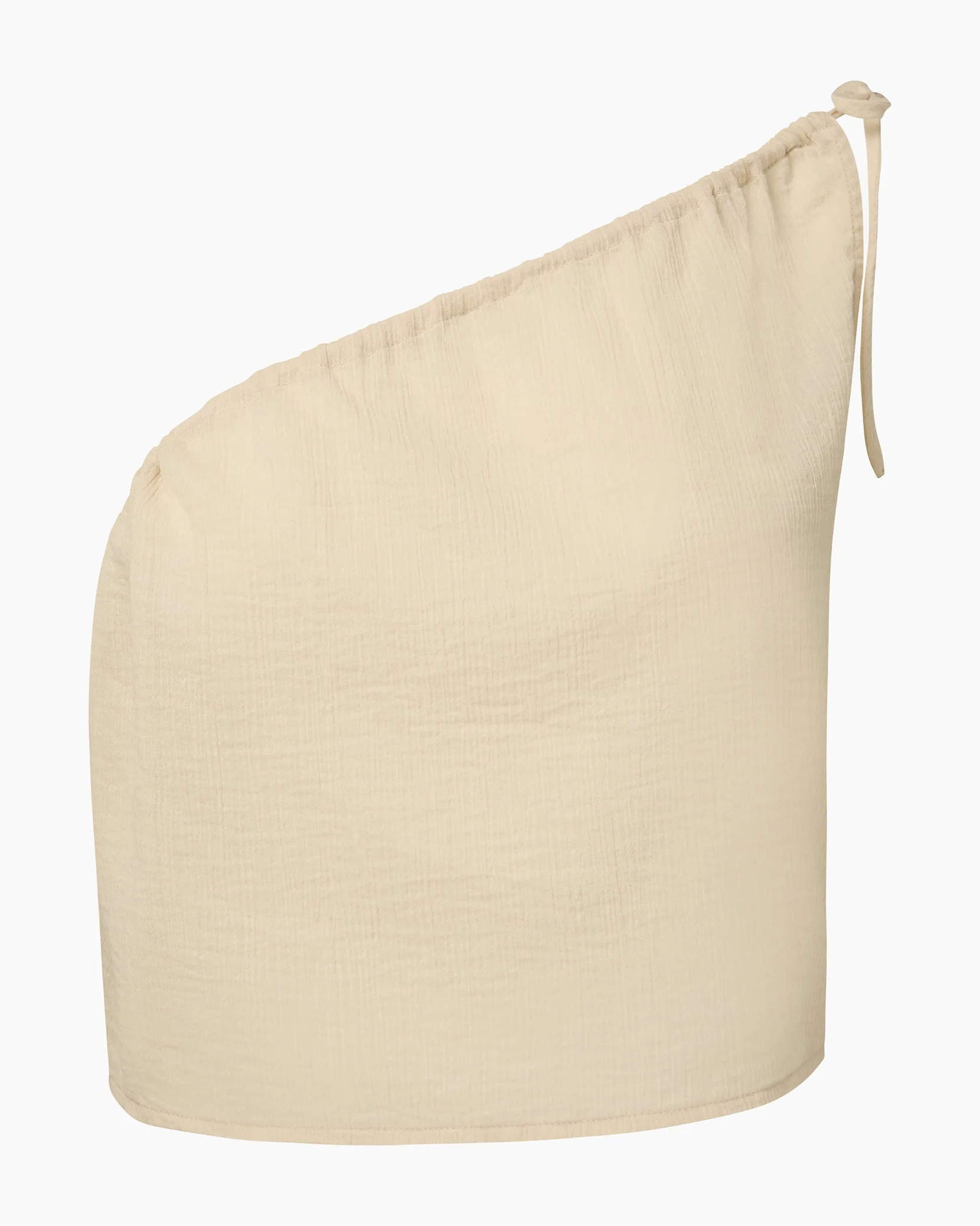 Womens | Crinkle Gauze One-shoulder Top | Egret - Image 2