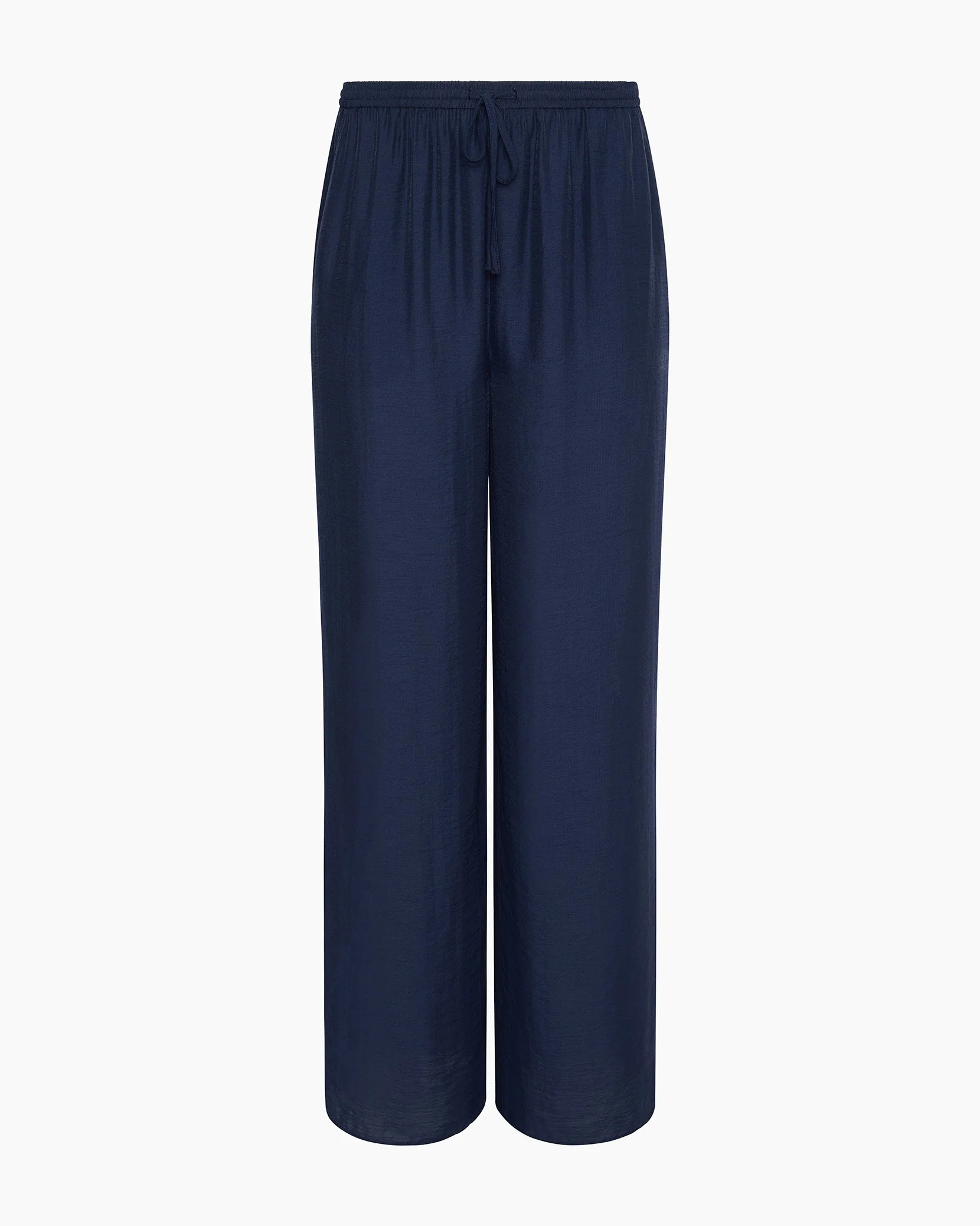 Womens | Crinkle Wide Leg Drawstring Pant | Deep Navy - Image 2