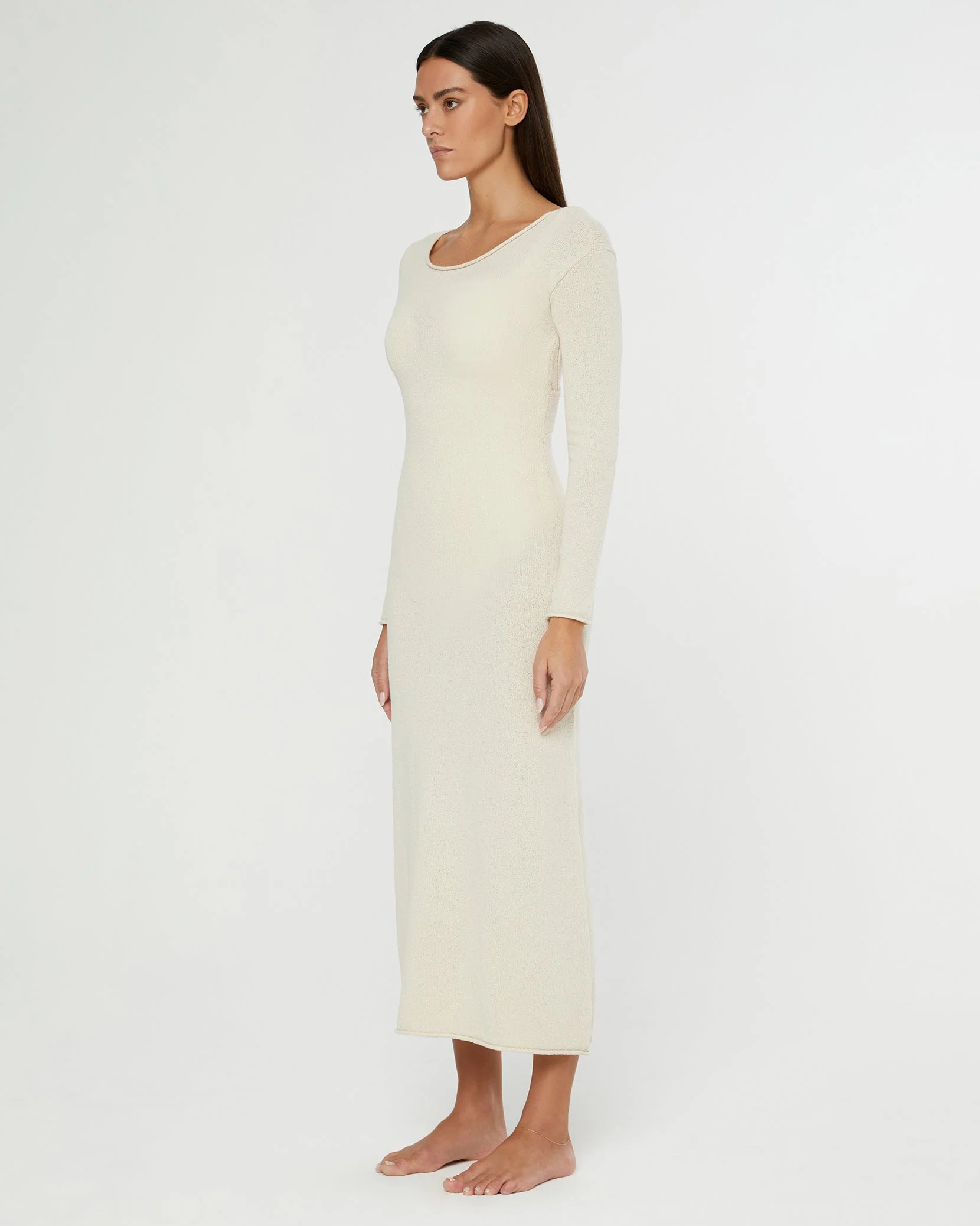 Womens | Crochet Knit Maxi Dress | Sandshell - Image 3