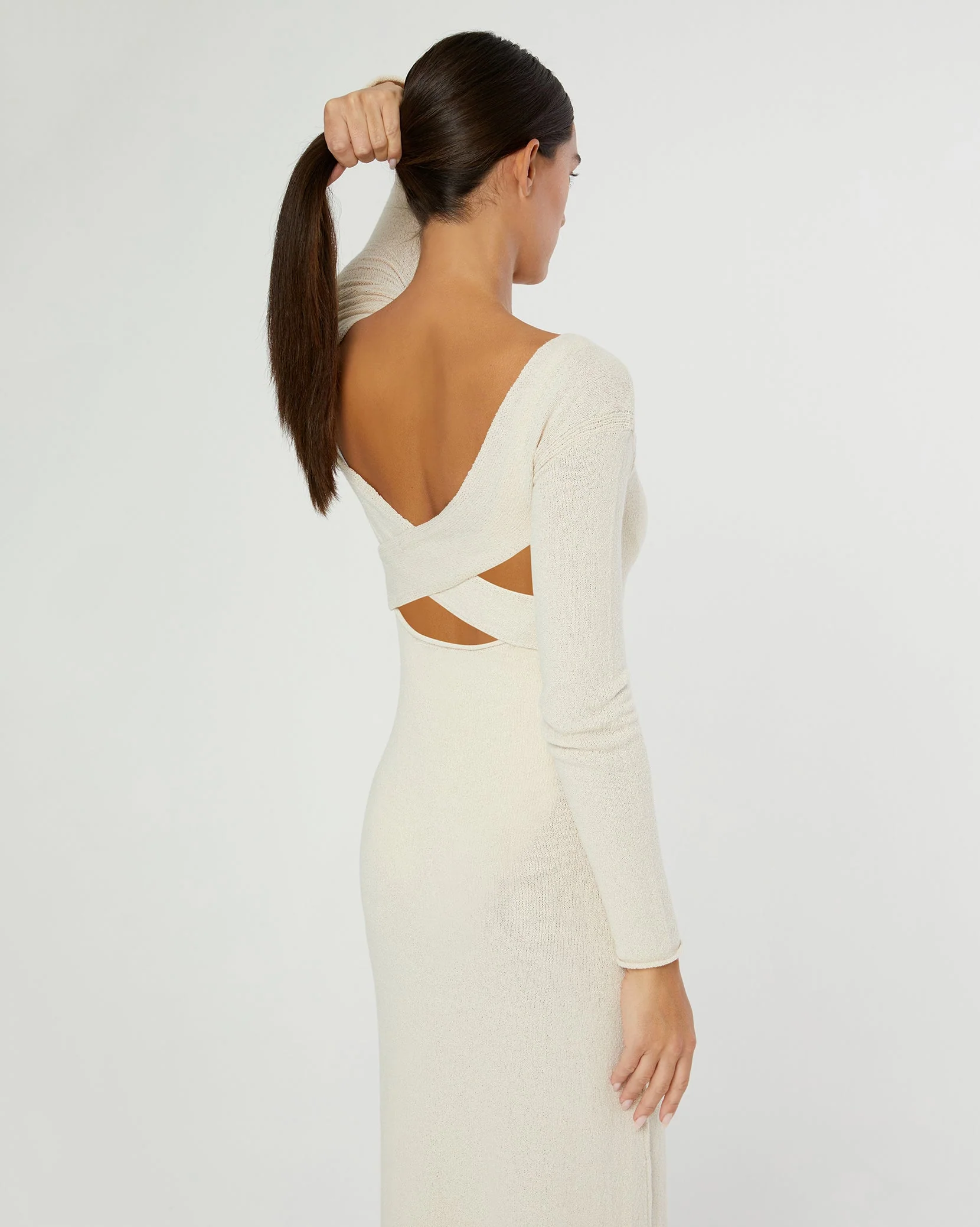 Womens | Crochet Knit Maxi Dress | Sandshell - Image 4