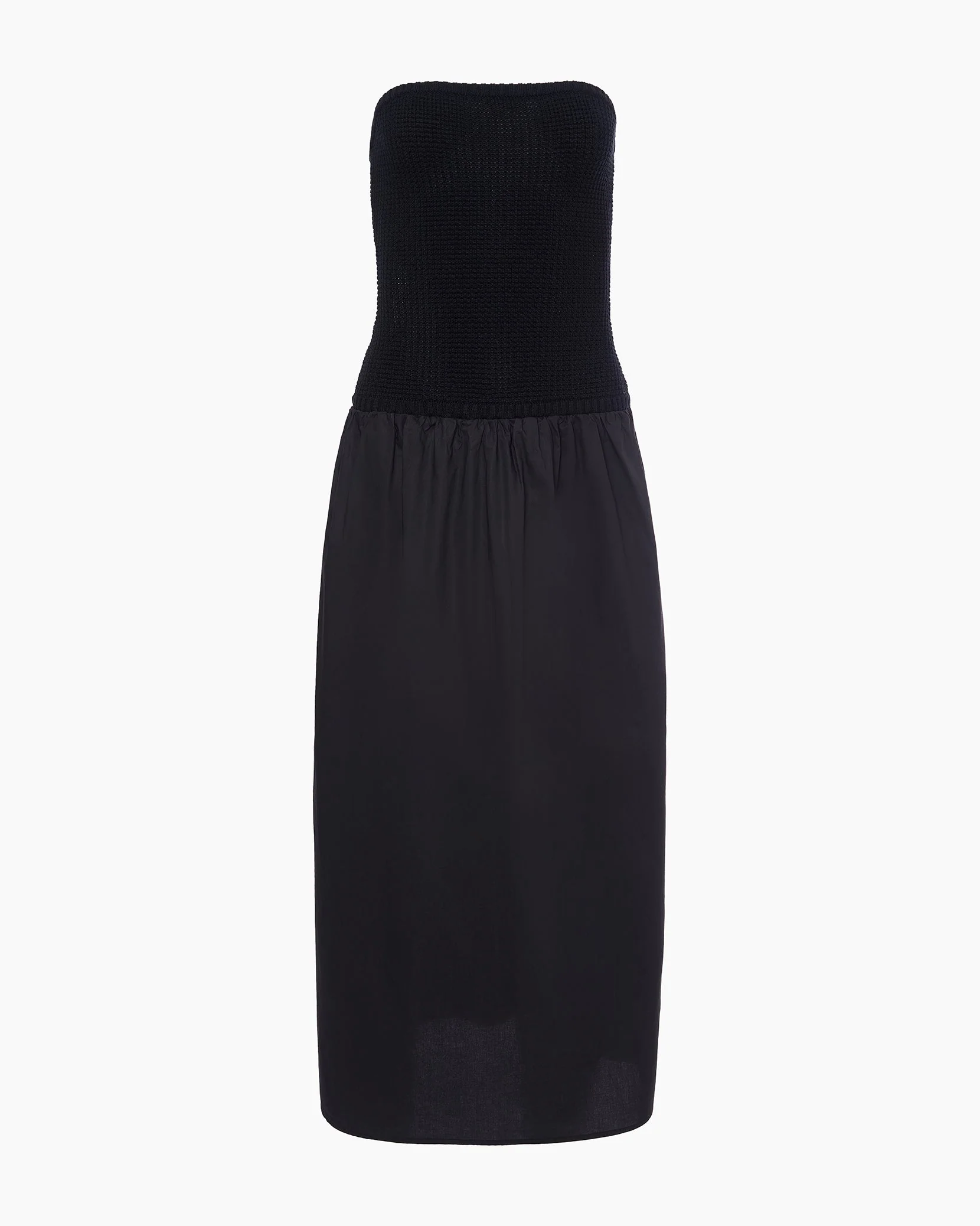 Womens | Crochet Knit Poplin Maxi Dress | Black - Image 2