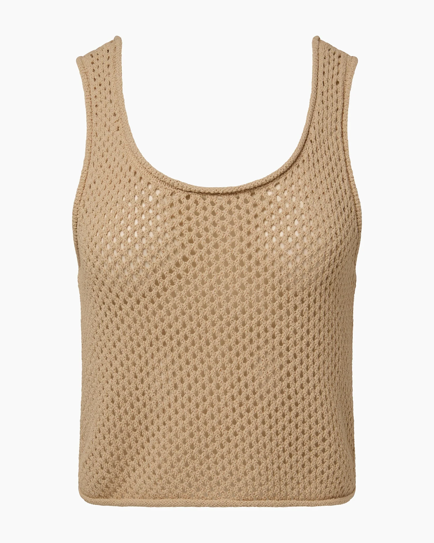 Womens | Crochet Knit Scoop Tank | Sandshell - Image 2