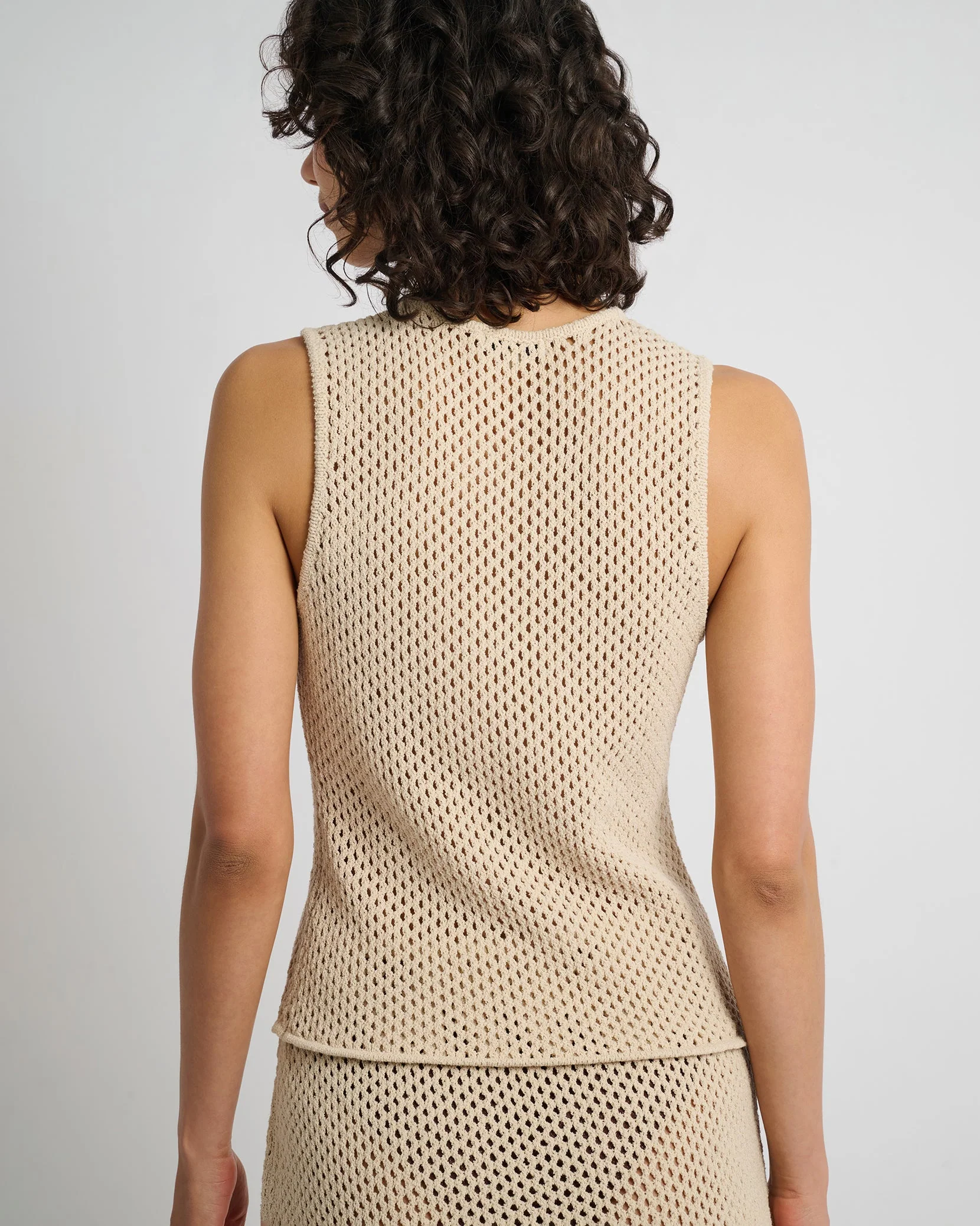 Womens | Crochet Knit Tie Front Tank Top | Sandshell - Image 5