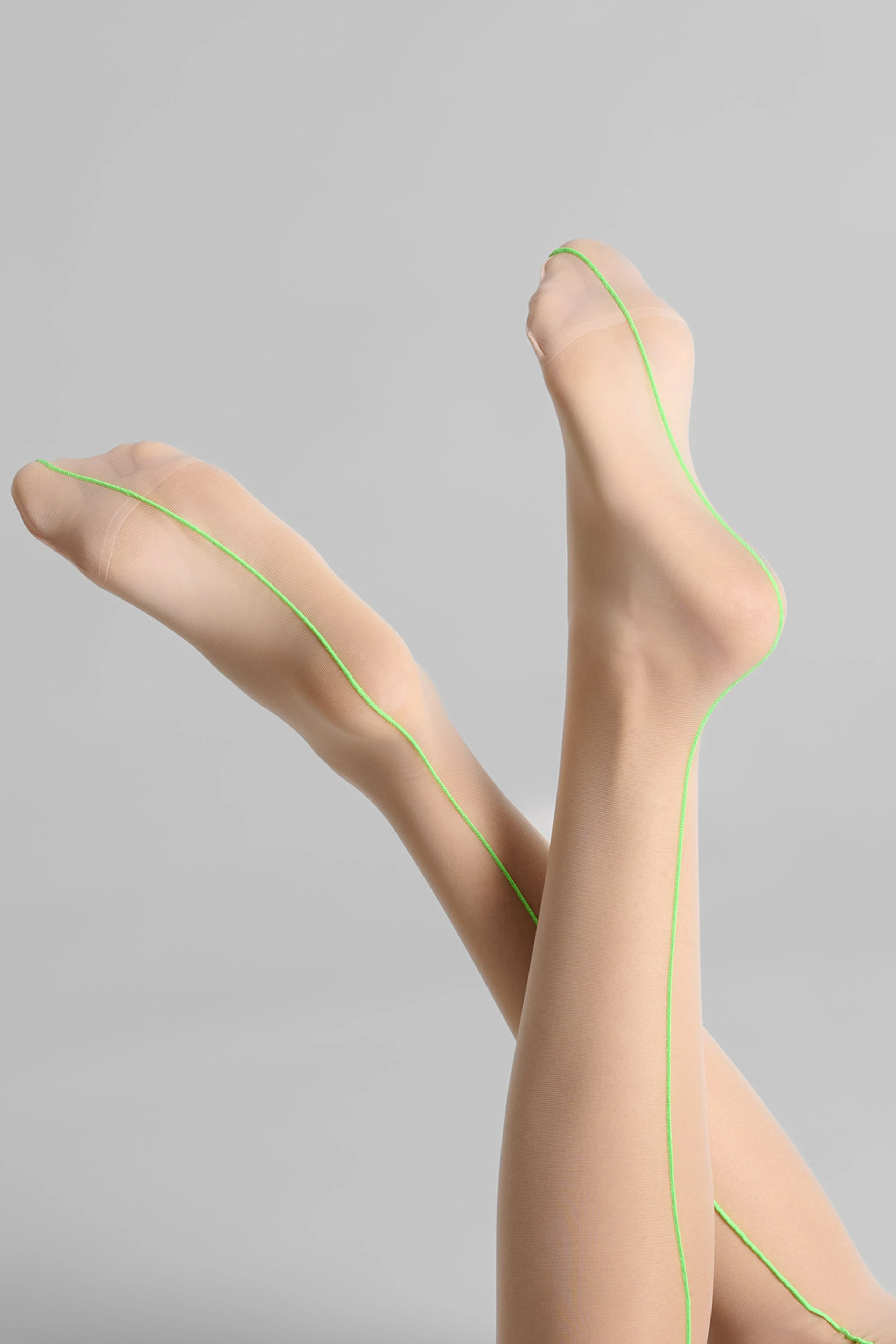 Cut and curled neon seamed stockings - 20D - Les Coquetteries | Green - Image 6