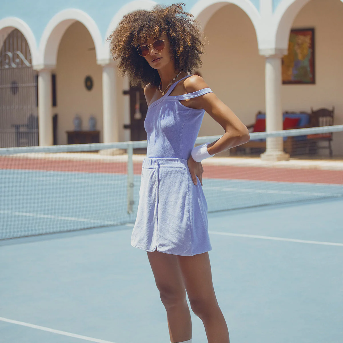 Blue Terry Wrap Skirt | Blue - Image 2