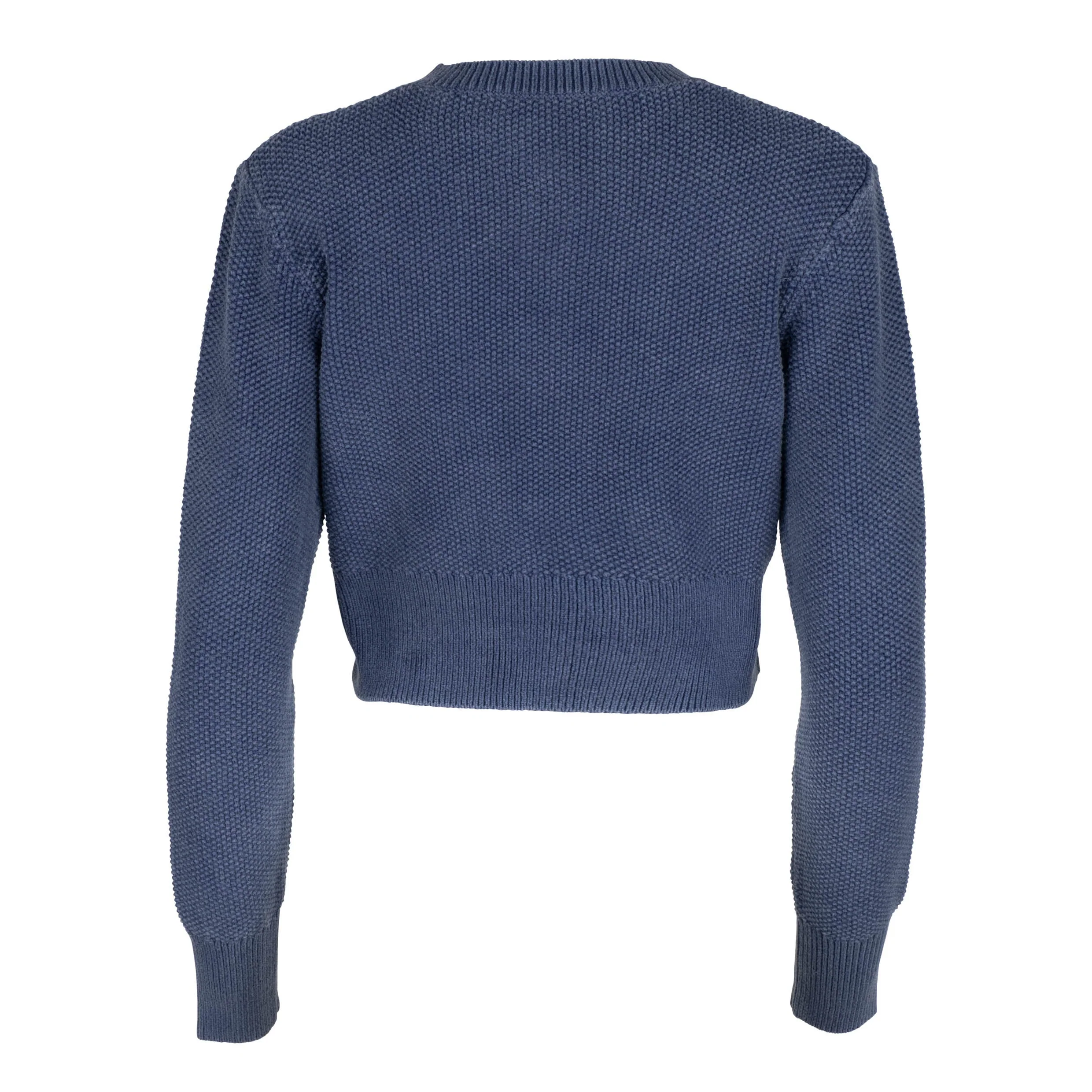 Navy Cable-Knit Cropped Cardigan | Blue - Image 10