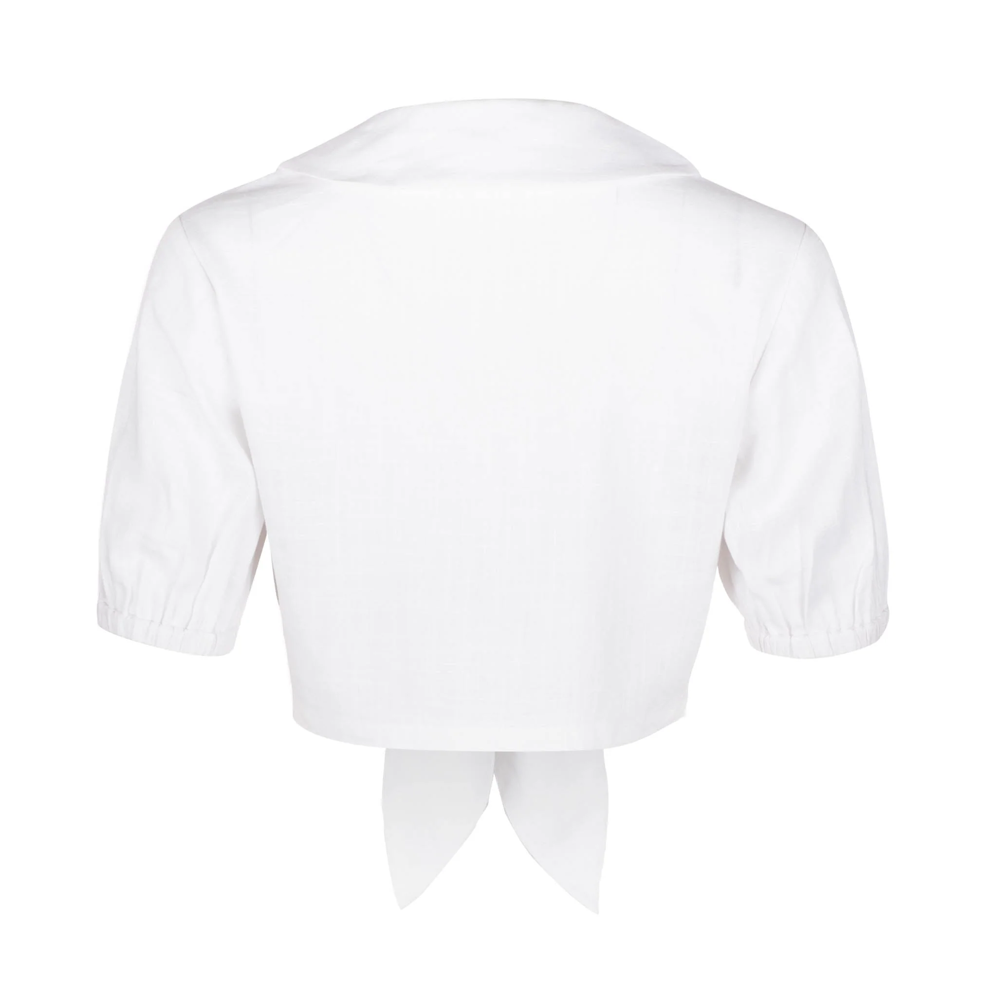 White Cropped Puff Sleeve Top | White - Image 4