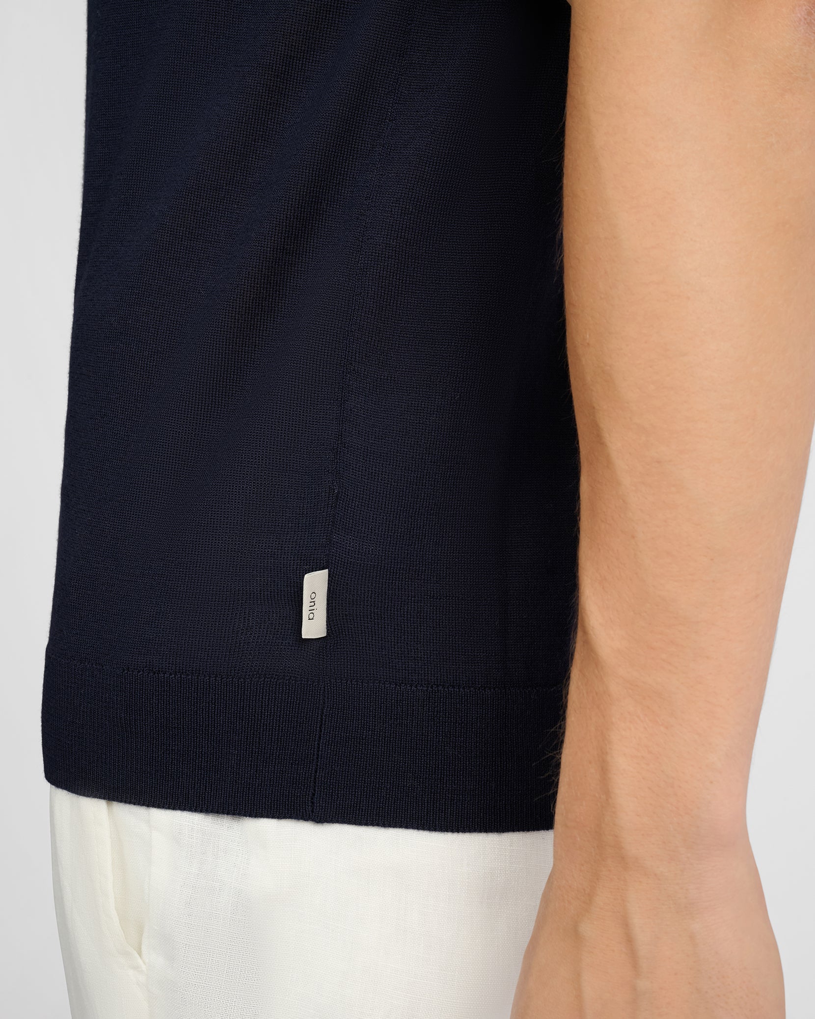 Mens | Extra Fine Merino Wool Polo | Midnight/White - Image 4