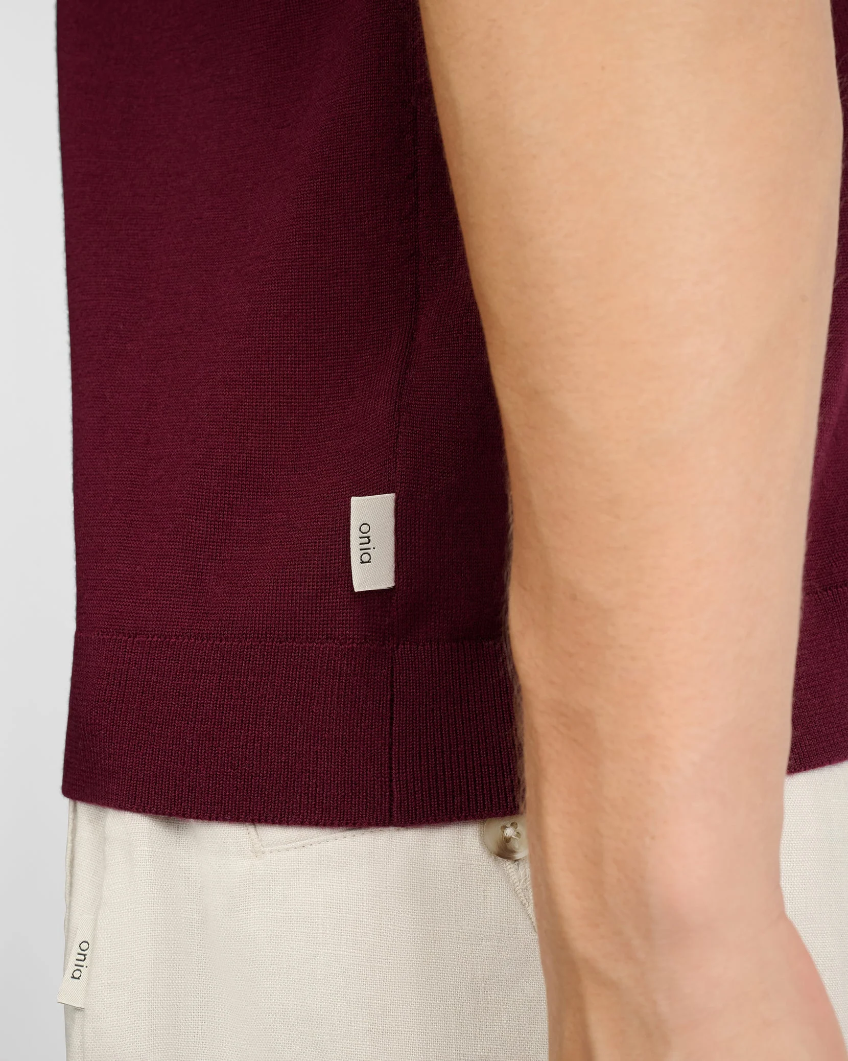 Mens | Extra Fine Merino Wool Polo | Port Wine - Image 4