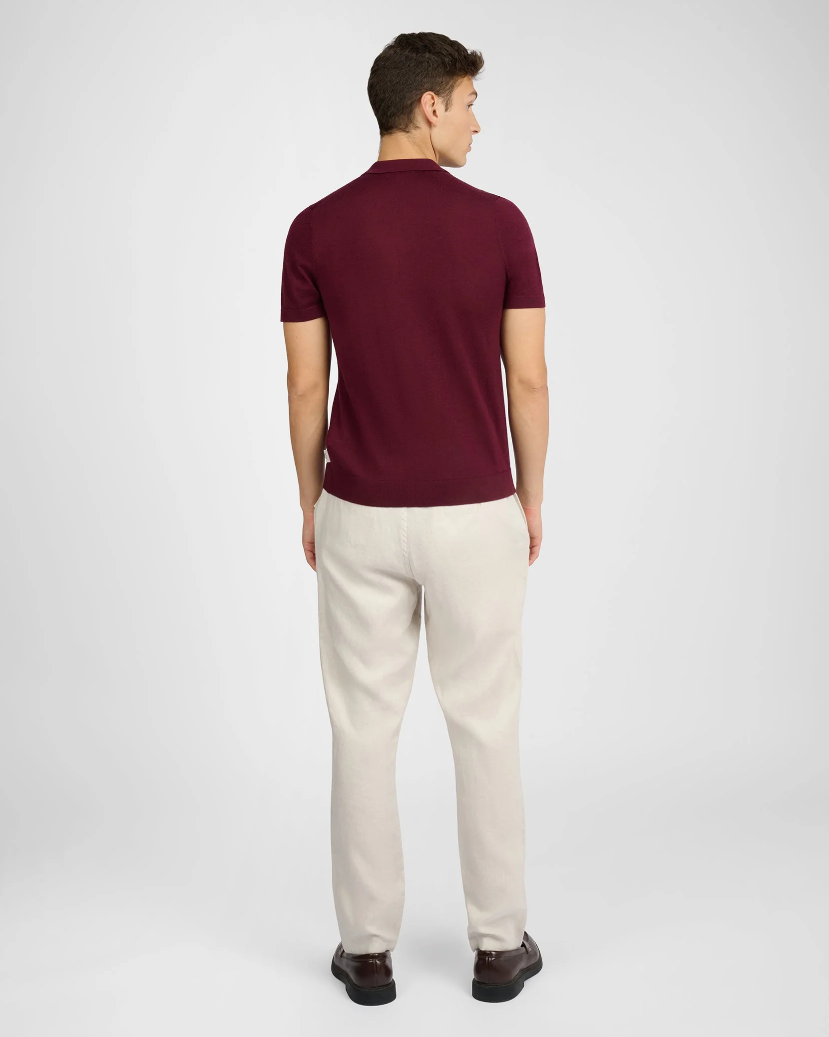 Mens | Extra Fine Merino Wool Polo | Port Wine - Image 6