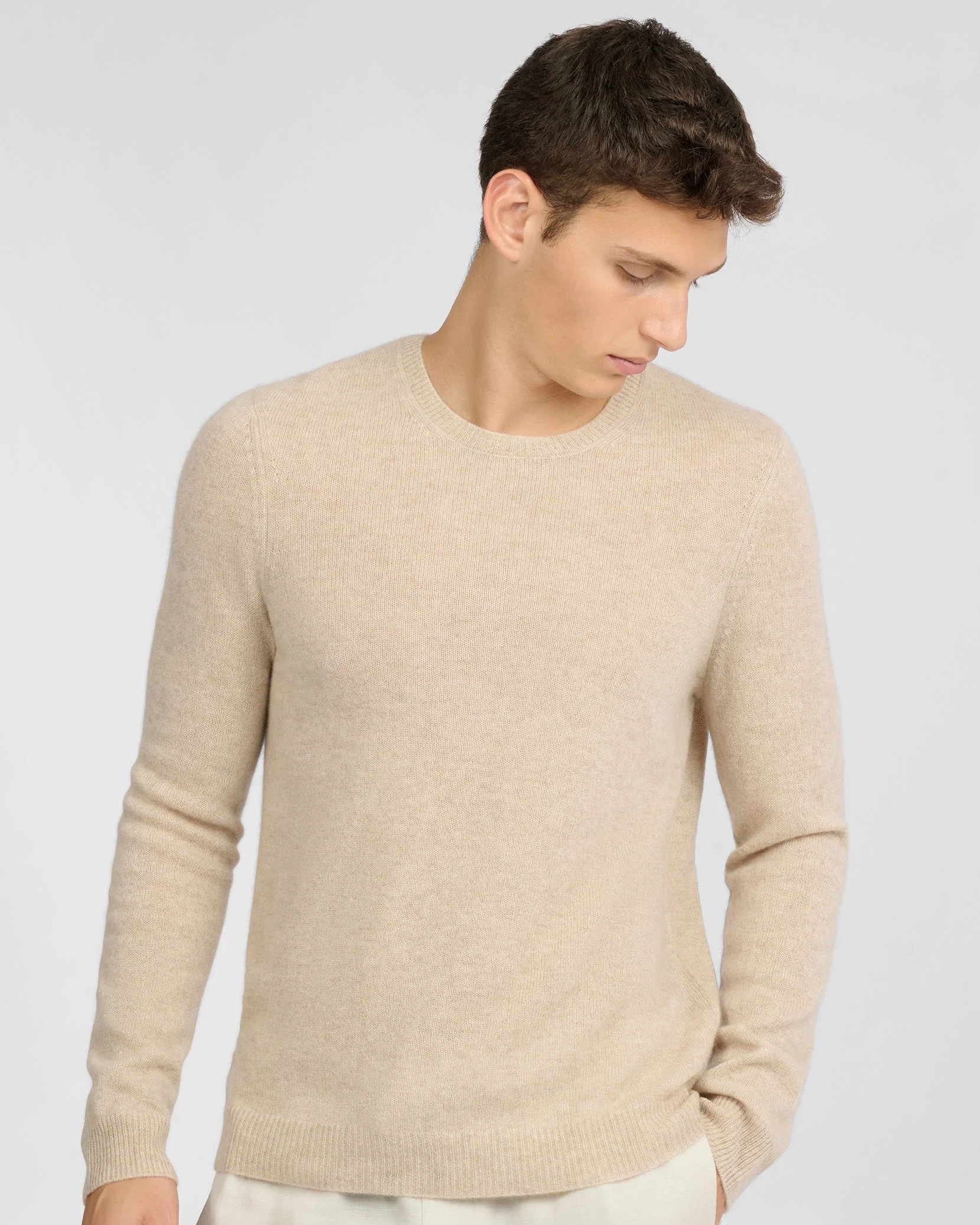 Mens | Featherweight Cashmere Sweater | Stone - Image 2