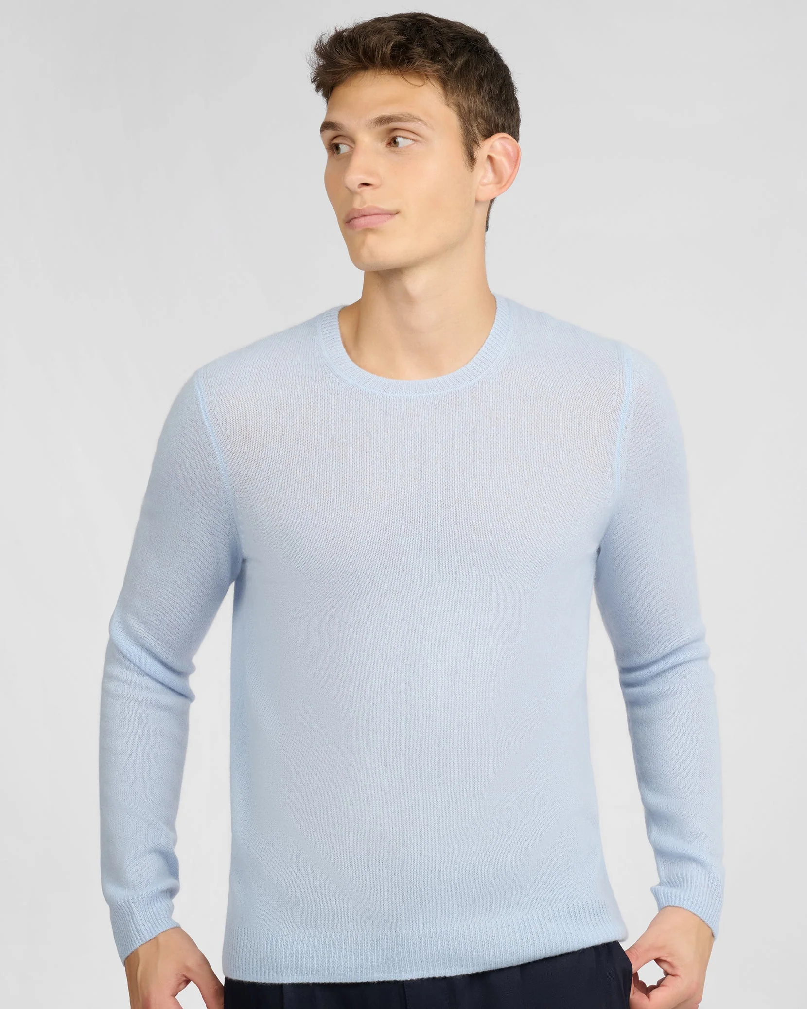 Mens | Featherweight Cashmere Sweater | Soft Sky - Image 2