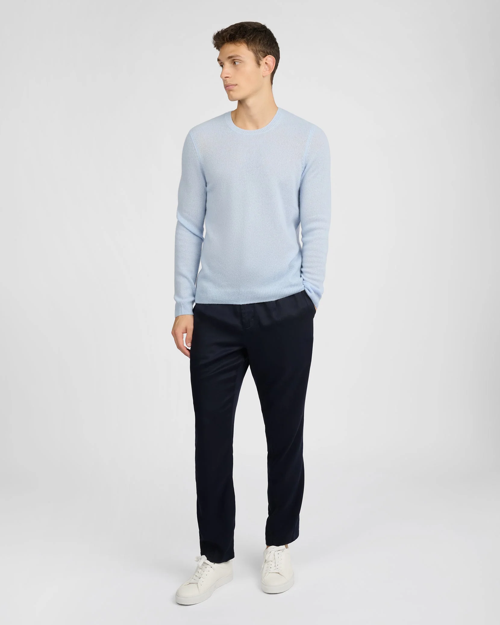 Mens | Featherweight Cashmere Sweater | Soft Sky - Image 4