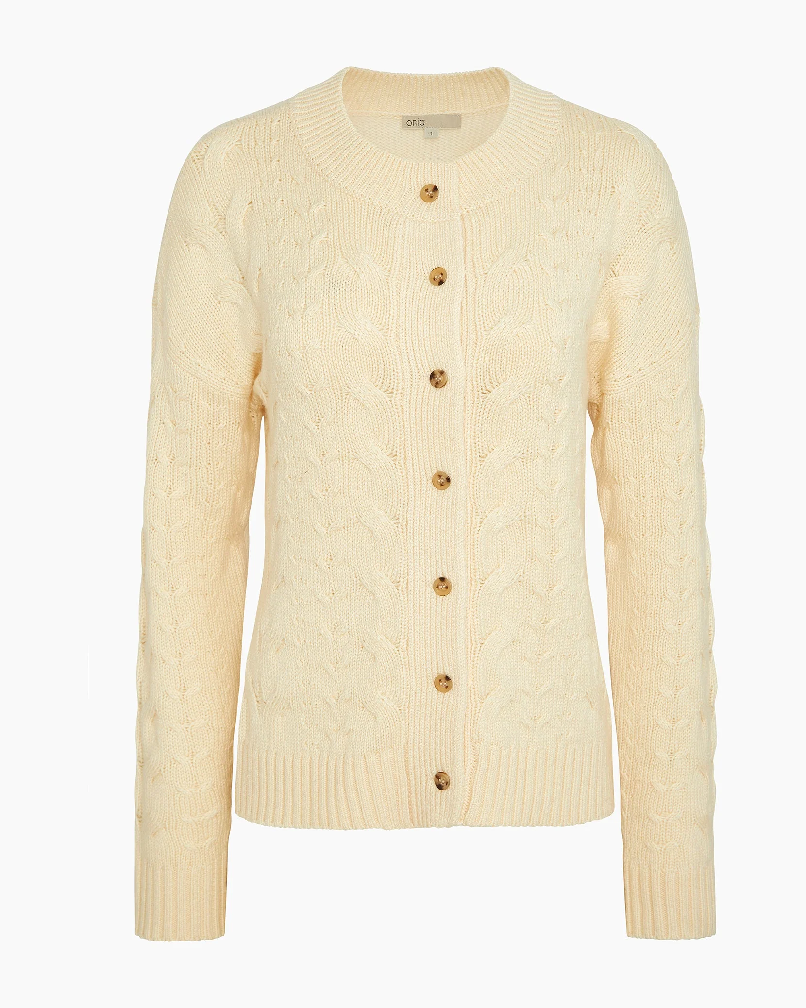 Womens | Fitted Cable Knit Cardigan | Natural Melange - Image 2