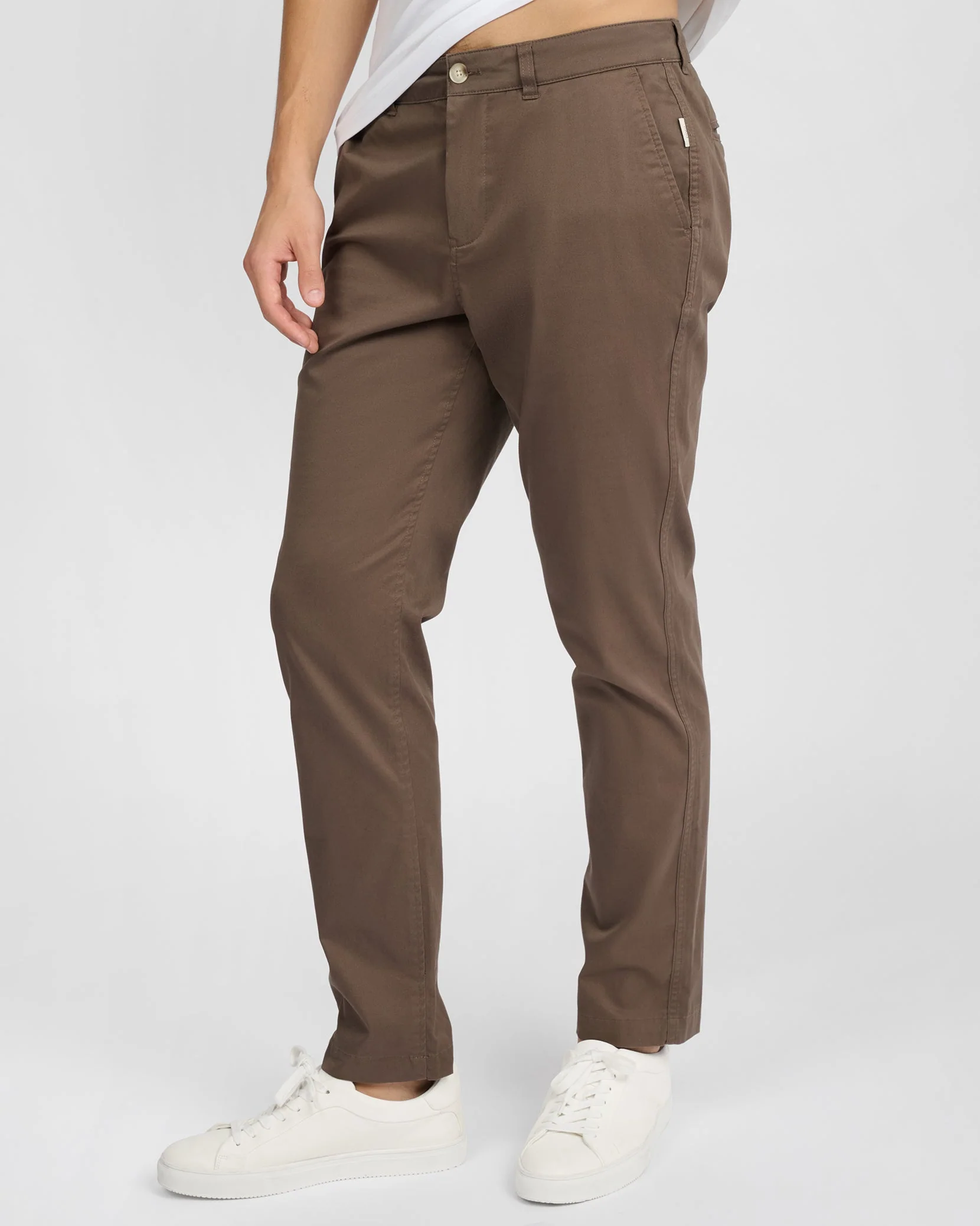 Mens | Flat Front Stretch Chino Pant | Chestnut - Image 2