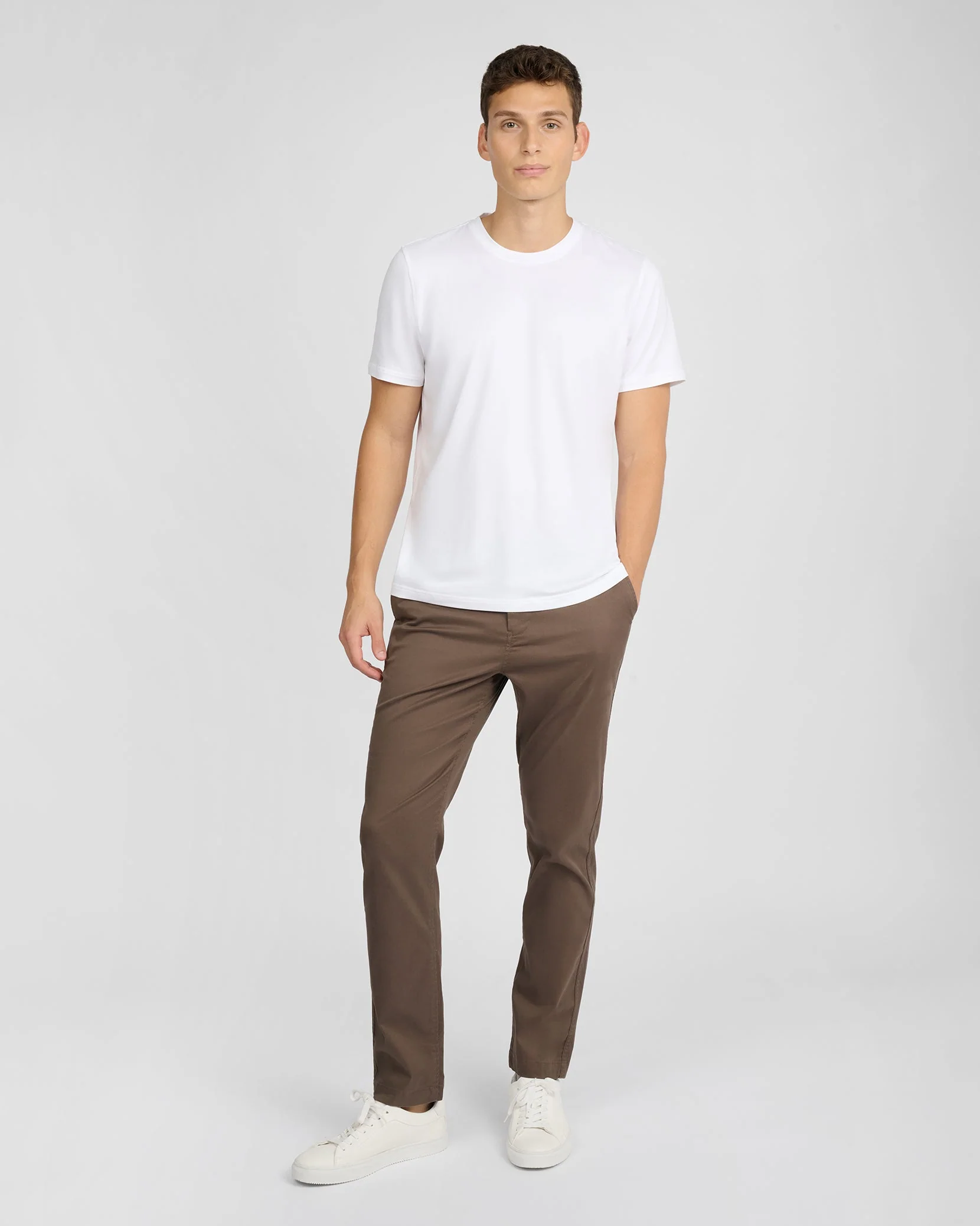 Mens | Flat Front Stretch Chino Pant | Chestnut - Image 4