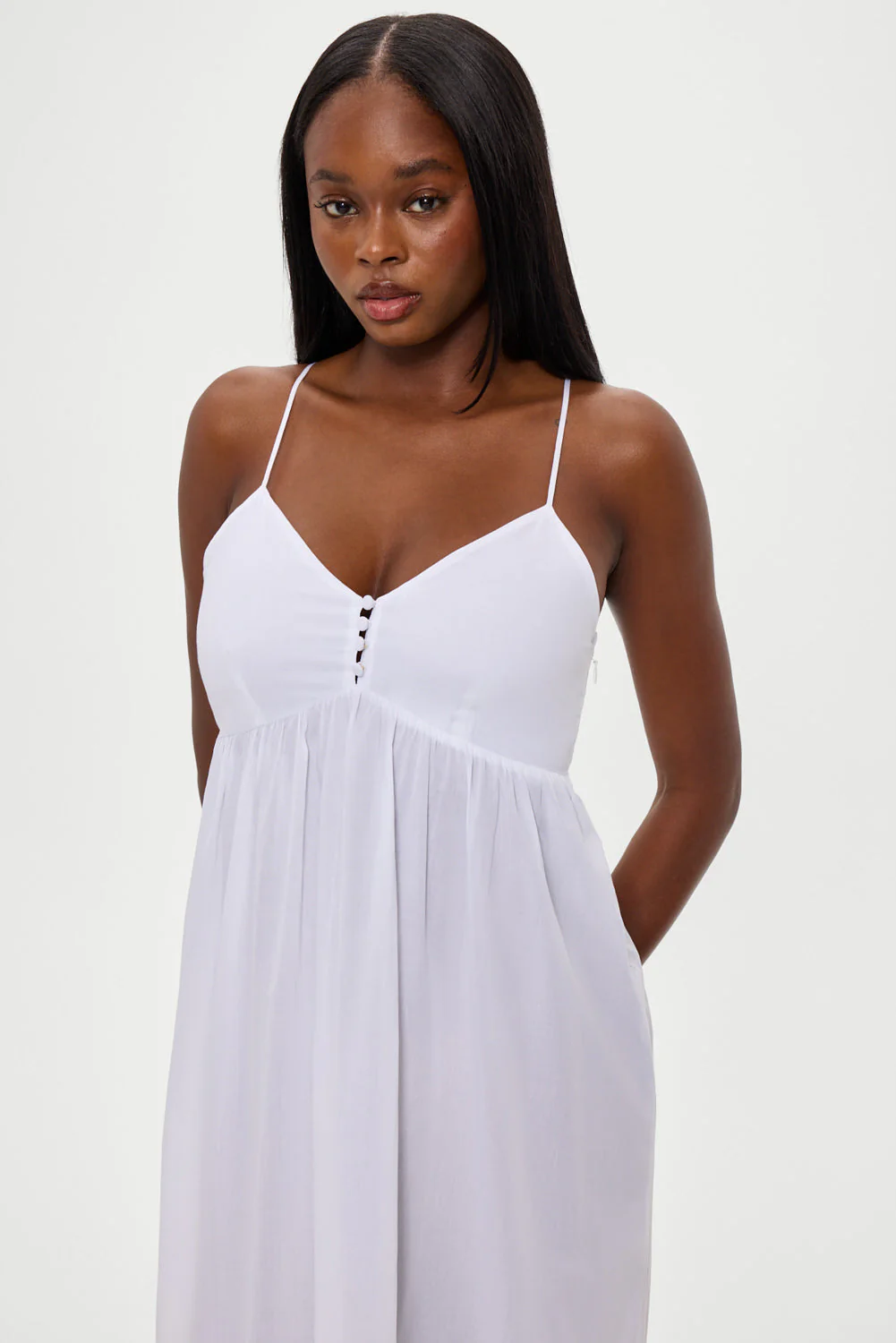 Airy Poplin Midi Dress  | White - Image 2