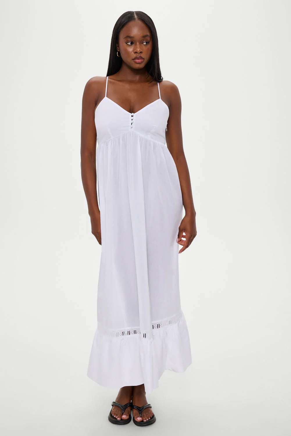 Airy Poplin Midi Dress  | White - Image 4
