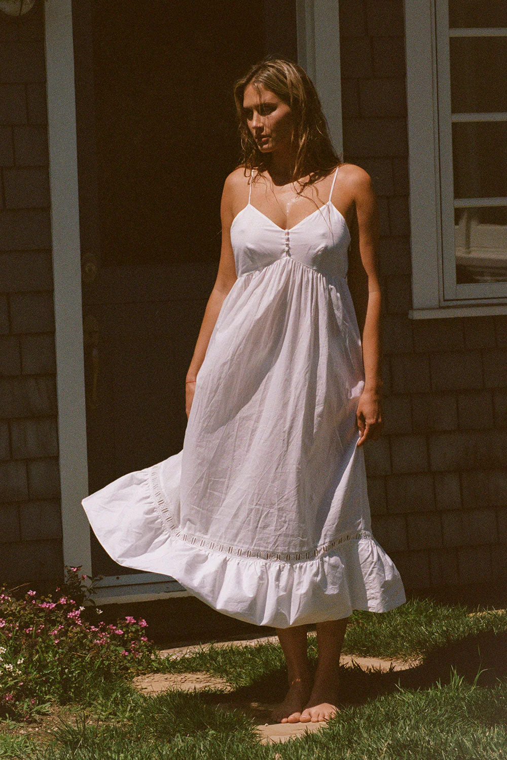 Airy Poplin Midi Dress  | White - Image 7