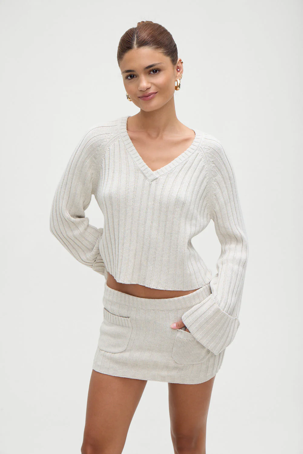 Ashton Knit Mini Skort | Cream - Image 4