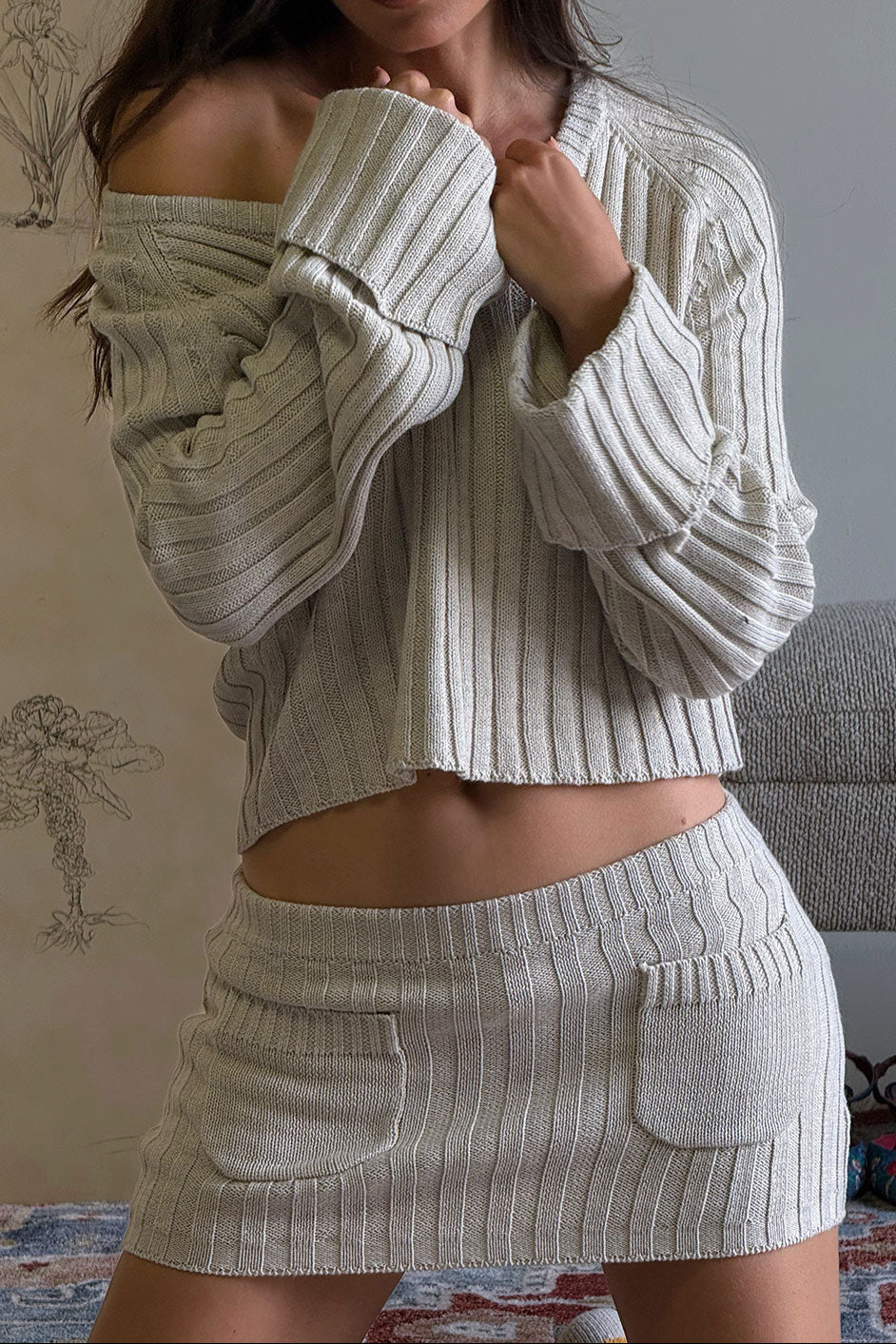 Ashton Knit Mini Skort | Cream - Image 6