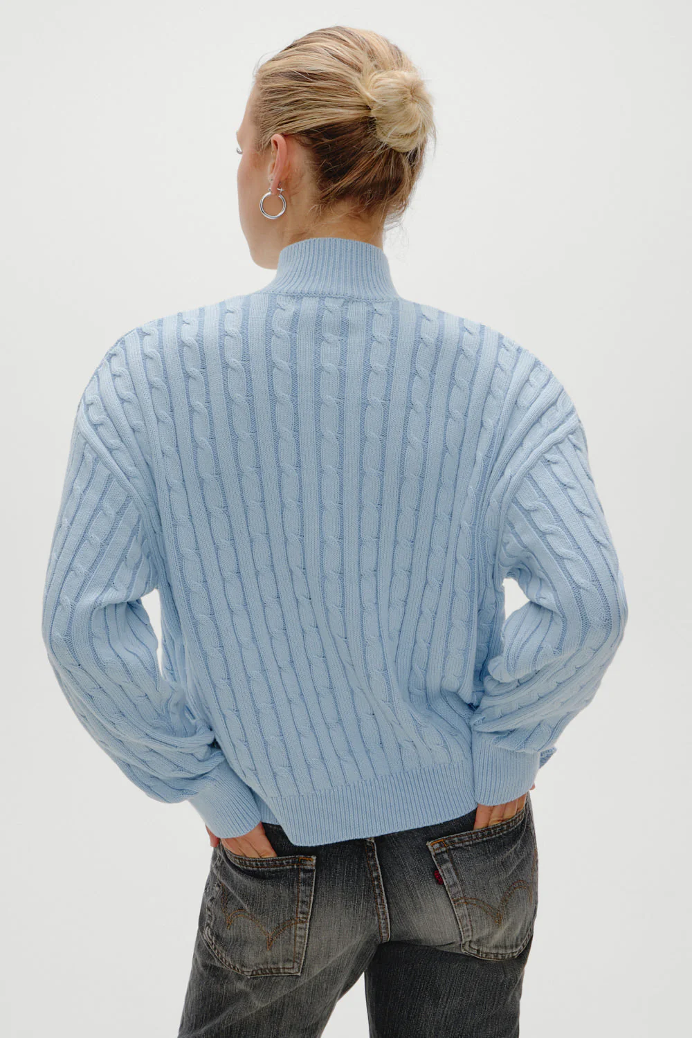 Bea Cable Knit Zip Up Sweater | Daydream - Image 4