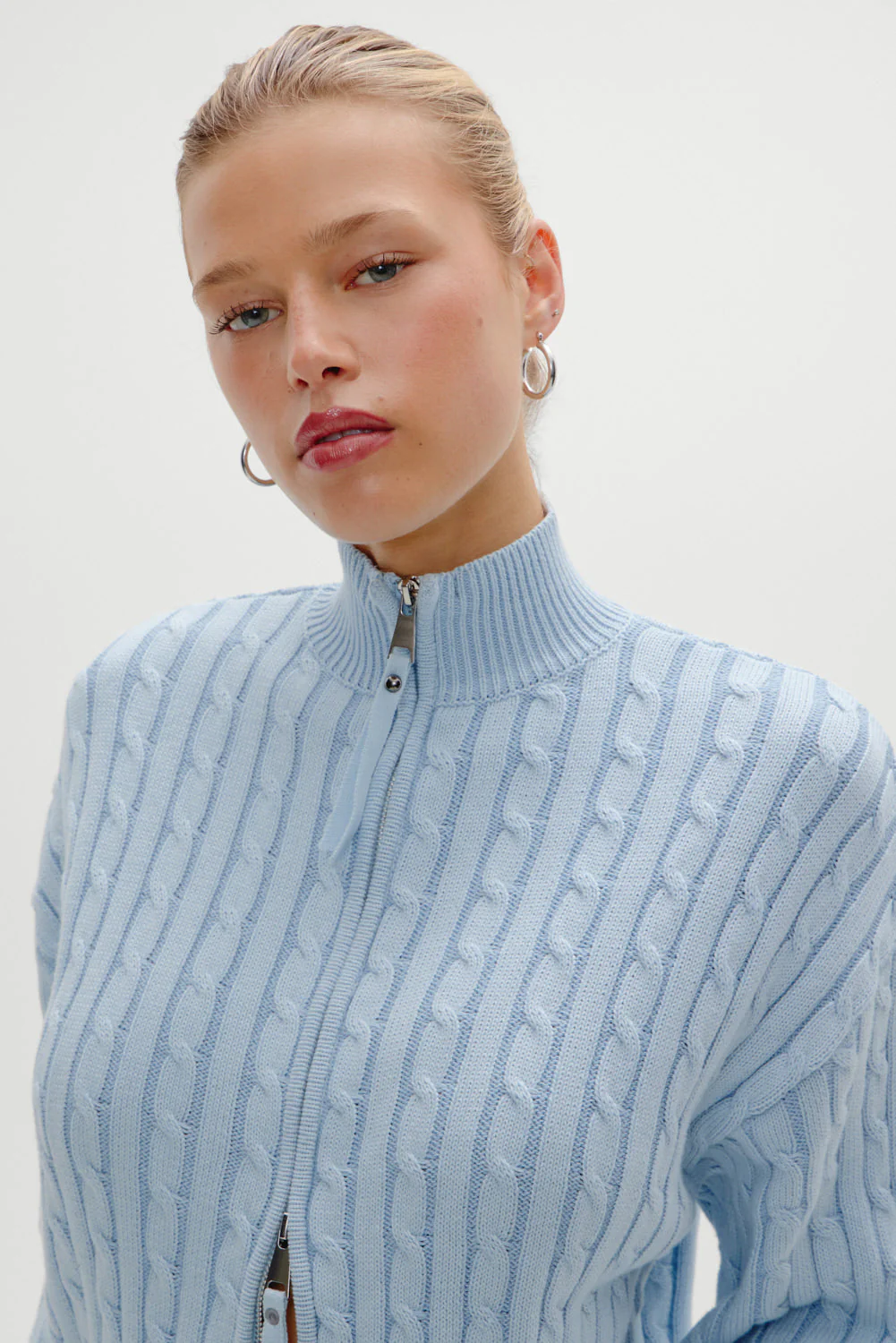 Bea Cable Knit Zip Up Sweater | Daydream - Image 5