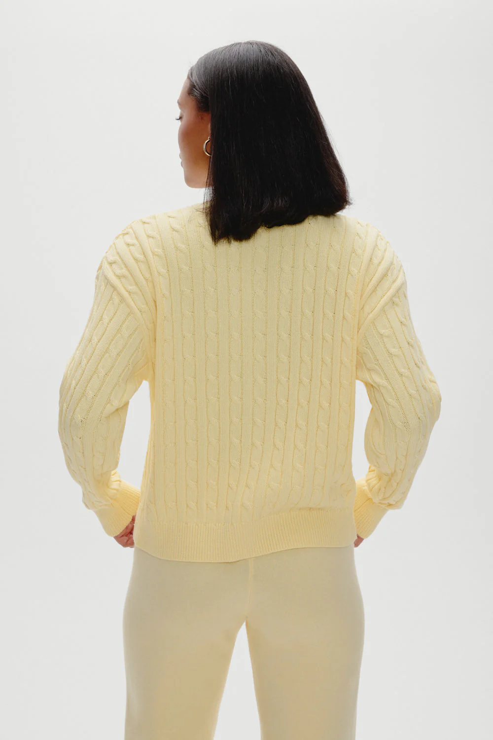 Bea Cable Knit Zip Up Sweater | Vanilla Sugar - Image 4