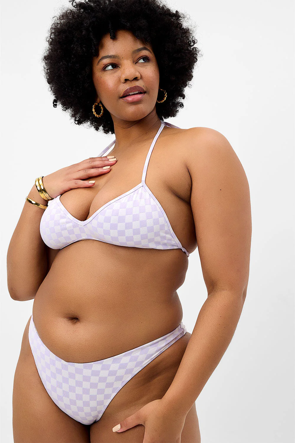 Boardwalk Checkered String Bikini Top | Purple Check - Image 2