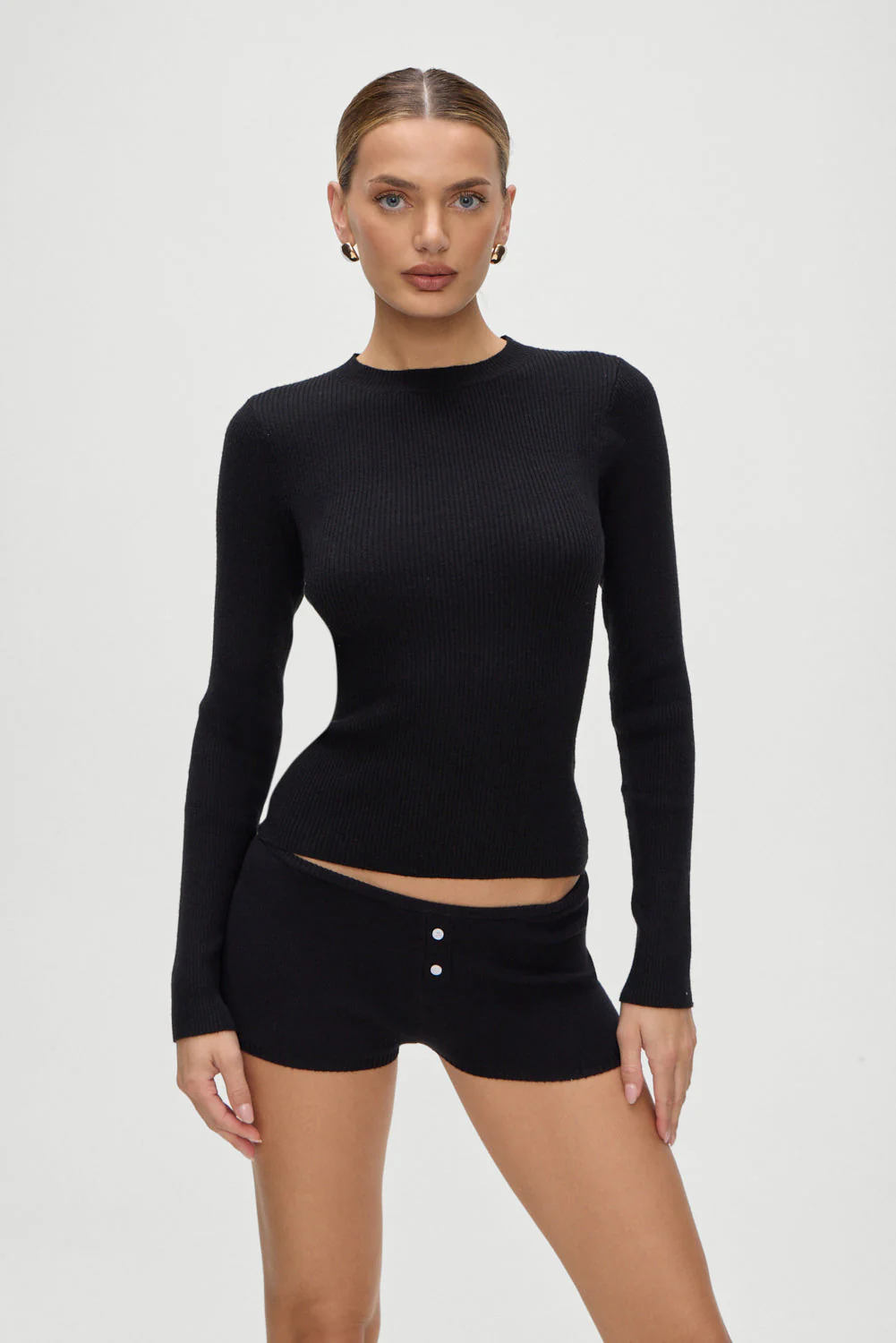 Bradley Knit Booty Shorts | Black - Image 8