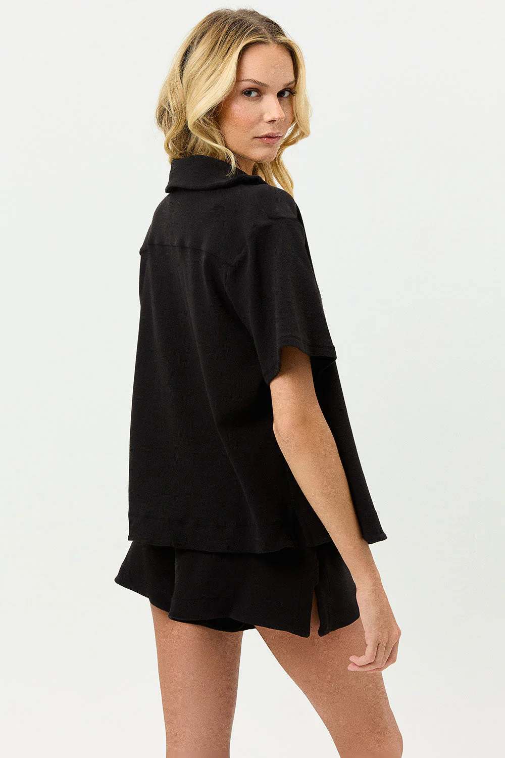 Coco Terry Button Up Shirt | Black - Image 2