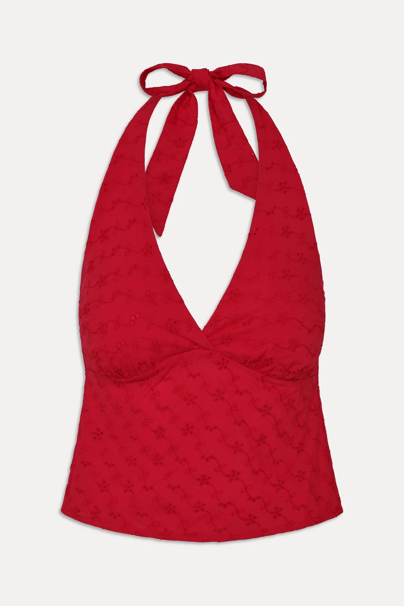 Cora Eyelet Halter Top | Red Rose - Image 3