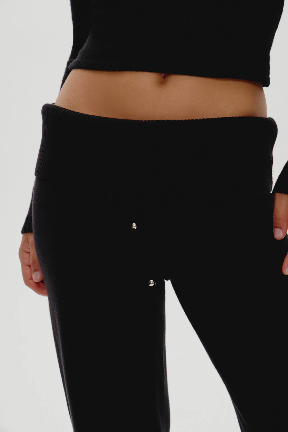 Dawson Knit Fold Over Pants | Black - Image 5